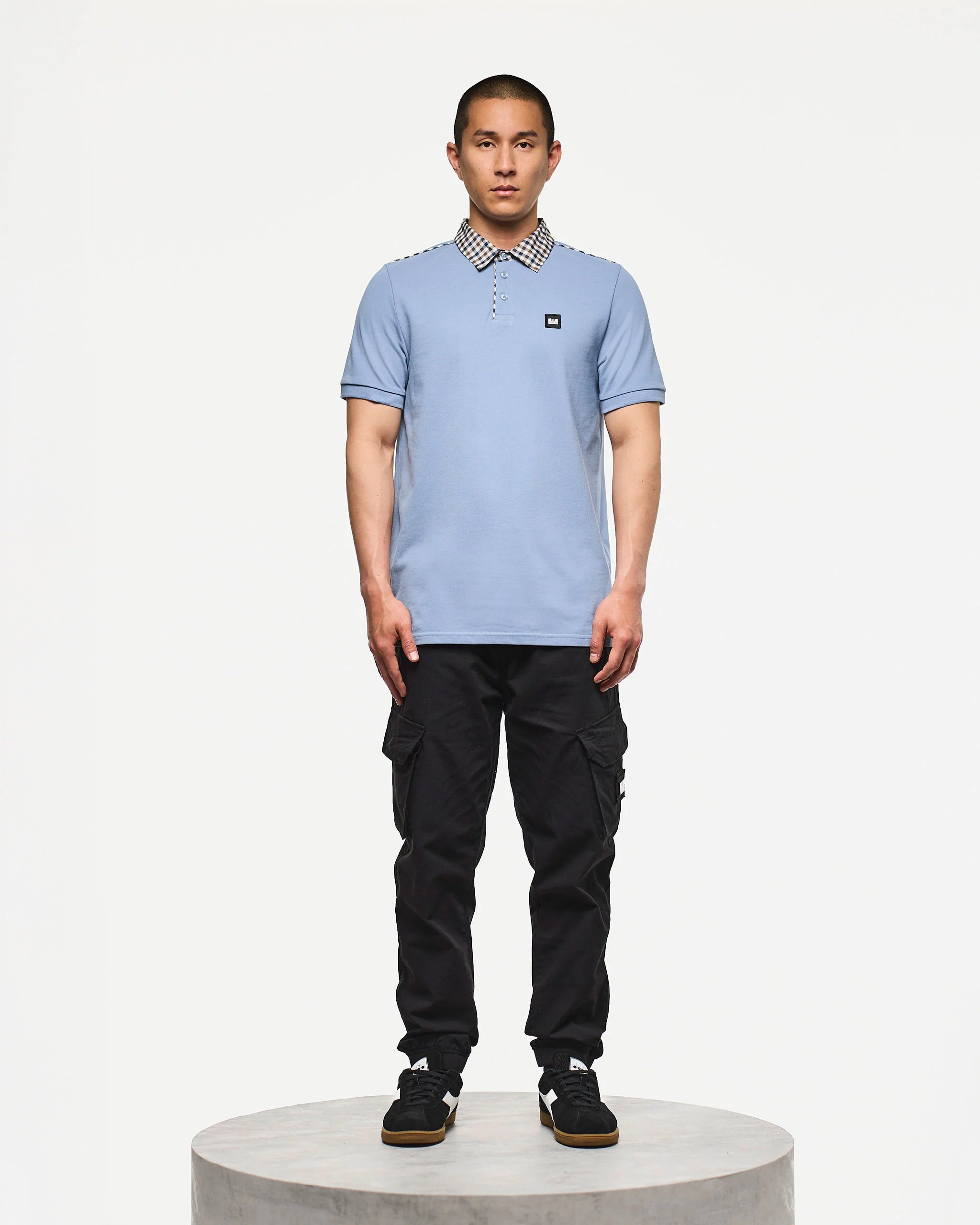 Weekend Offender Cray Check Collar Polo Blue Shadow