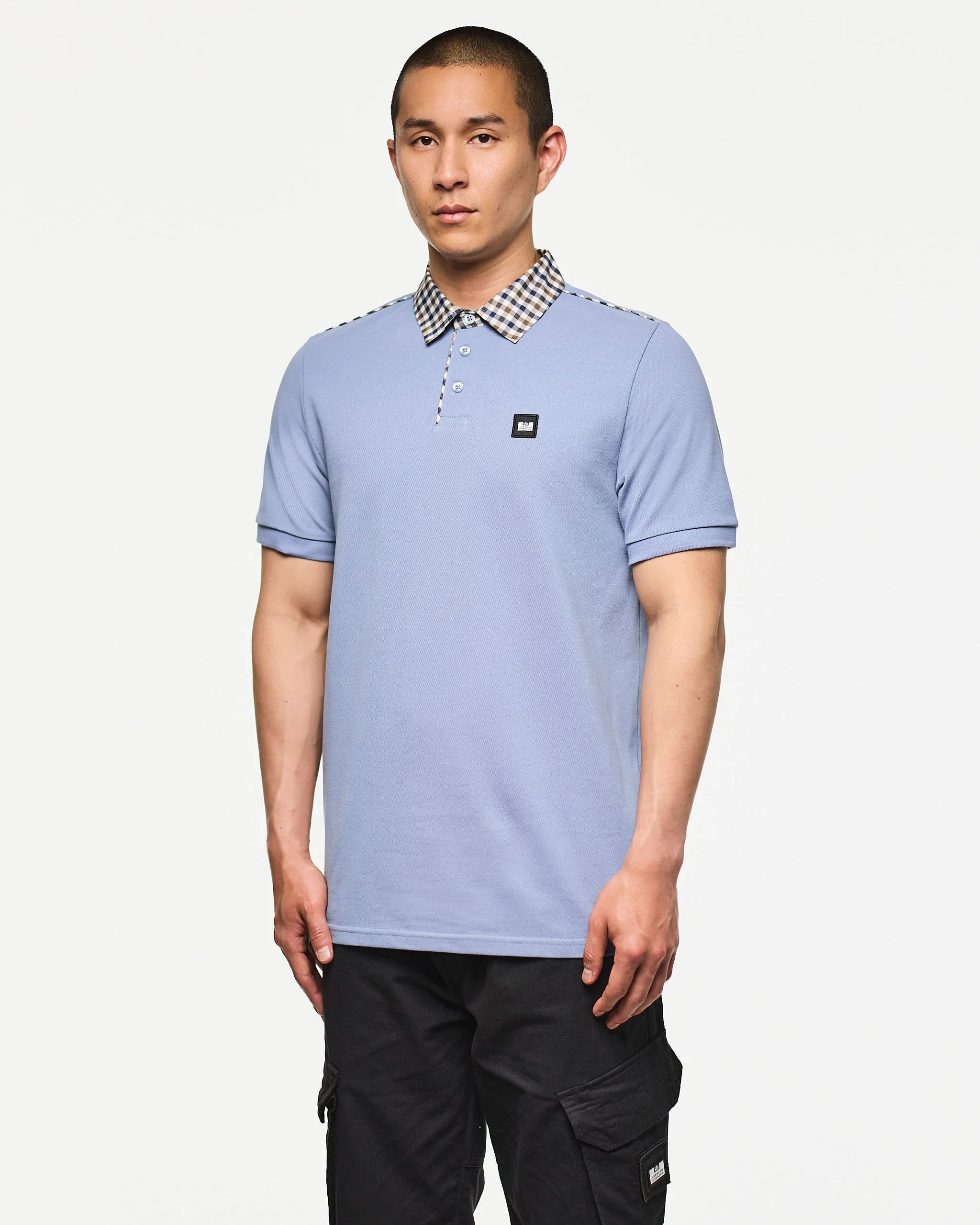 Weekend Offender Cray Check Collar Polo Blue Shadow