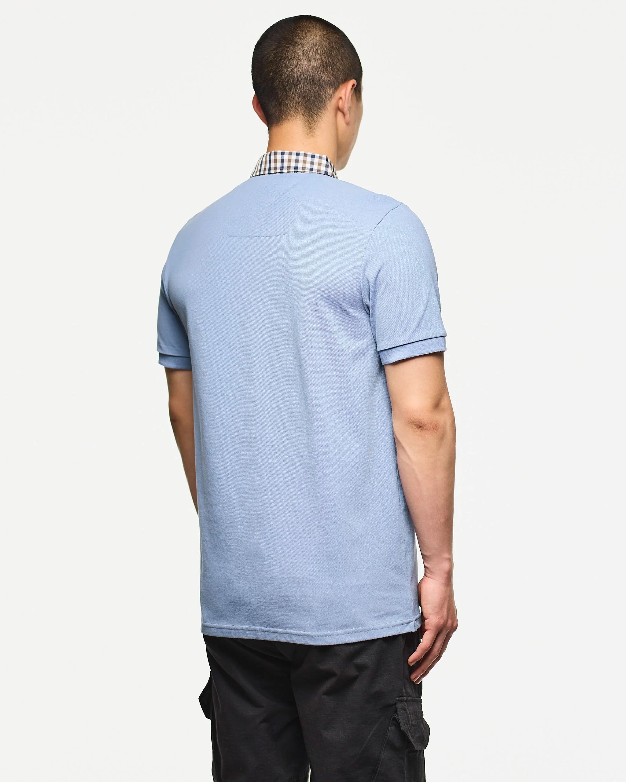 Weekend Offender Cray Check Collar Polo Blue Shadow
