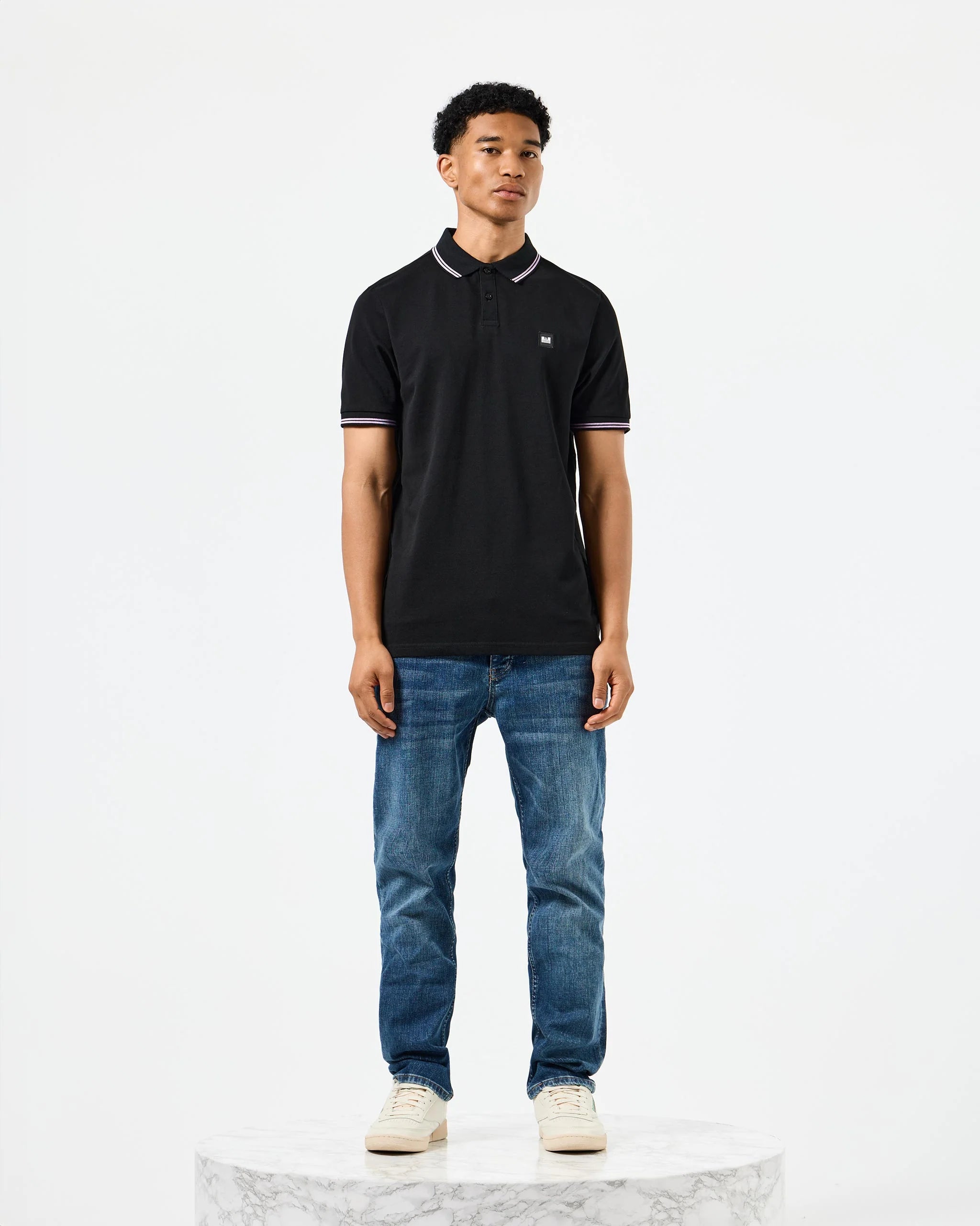 Weekend Offender Farina Double Tipped Polo Black