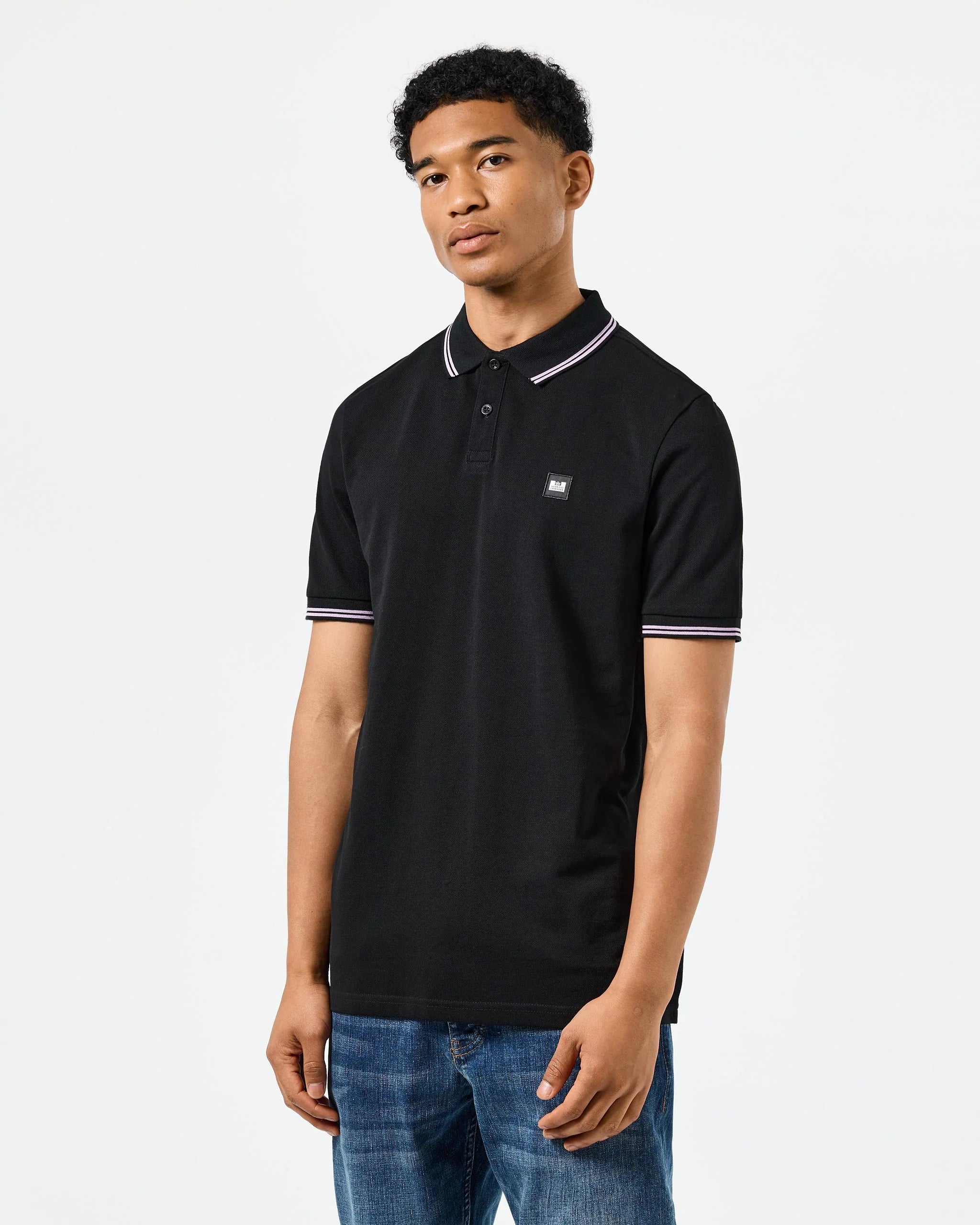 Weekend Offender Farina Double Tipped Polo Black
