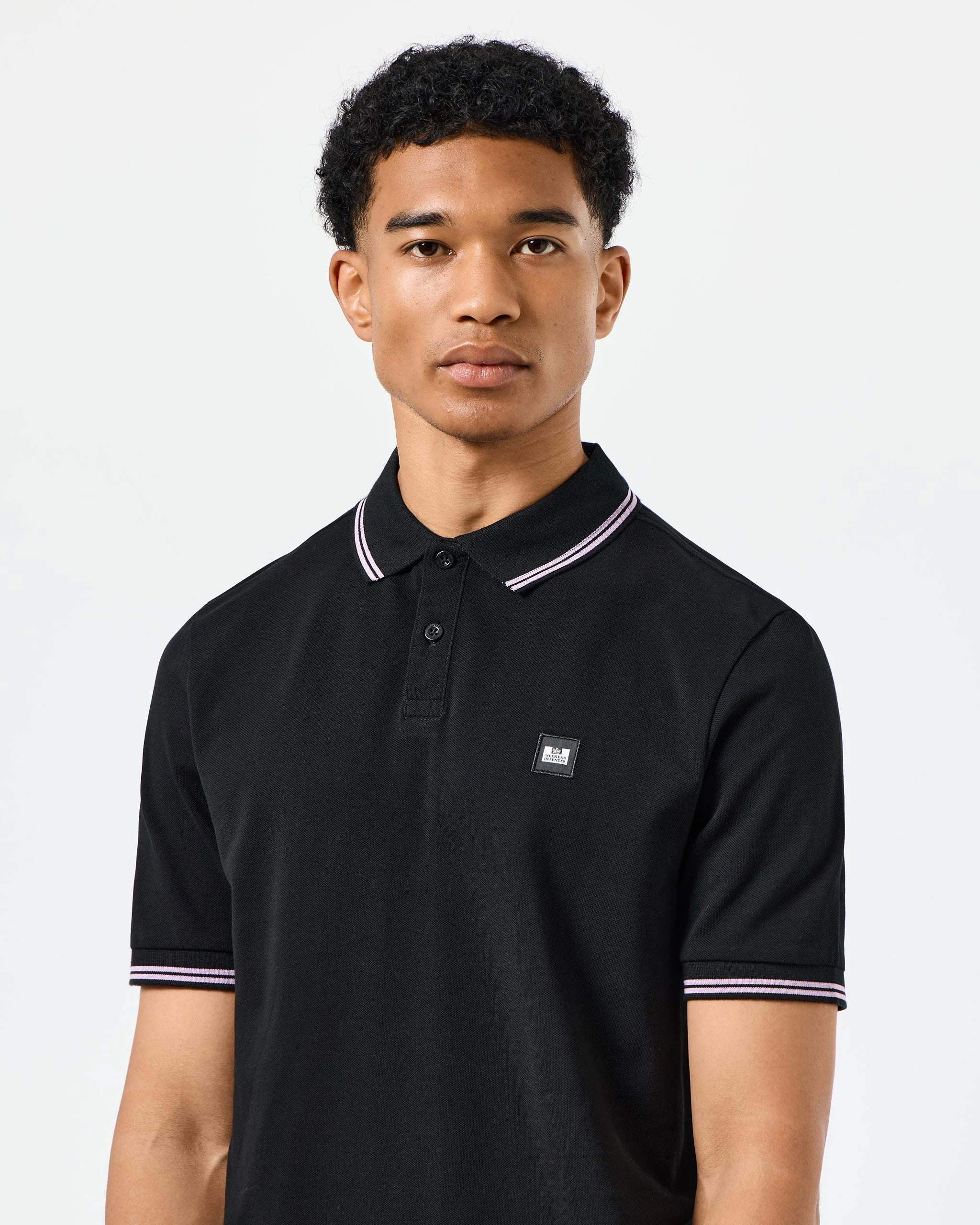 Weekend Offender Farina Double Tipped Polo Black