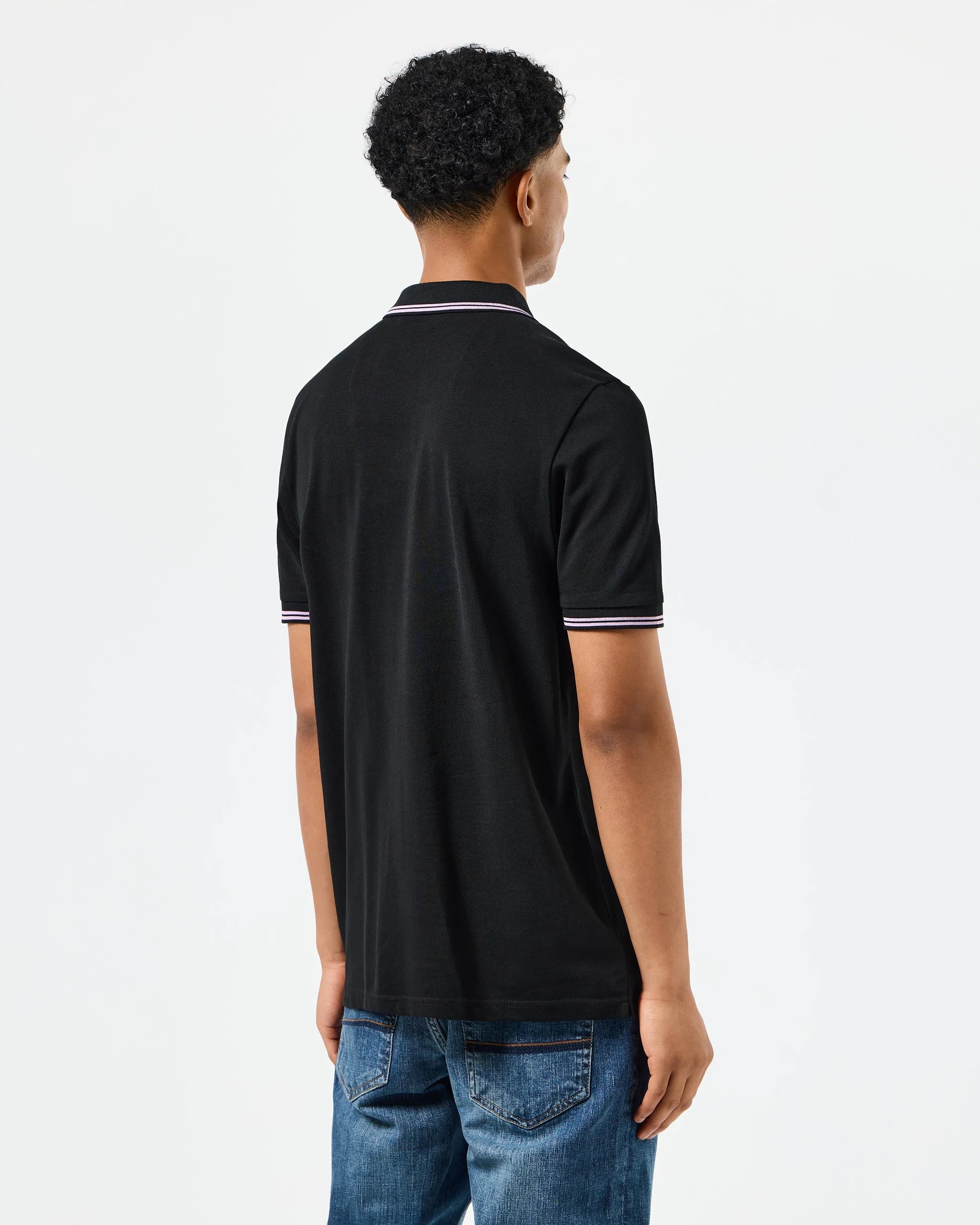 Weekend Offender Farina Double Tipped Polo Black