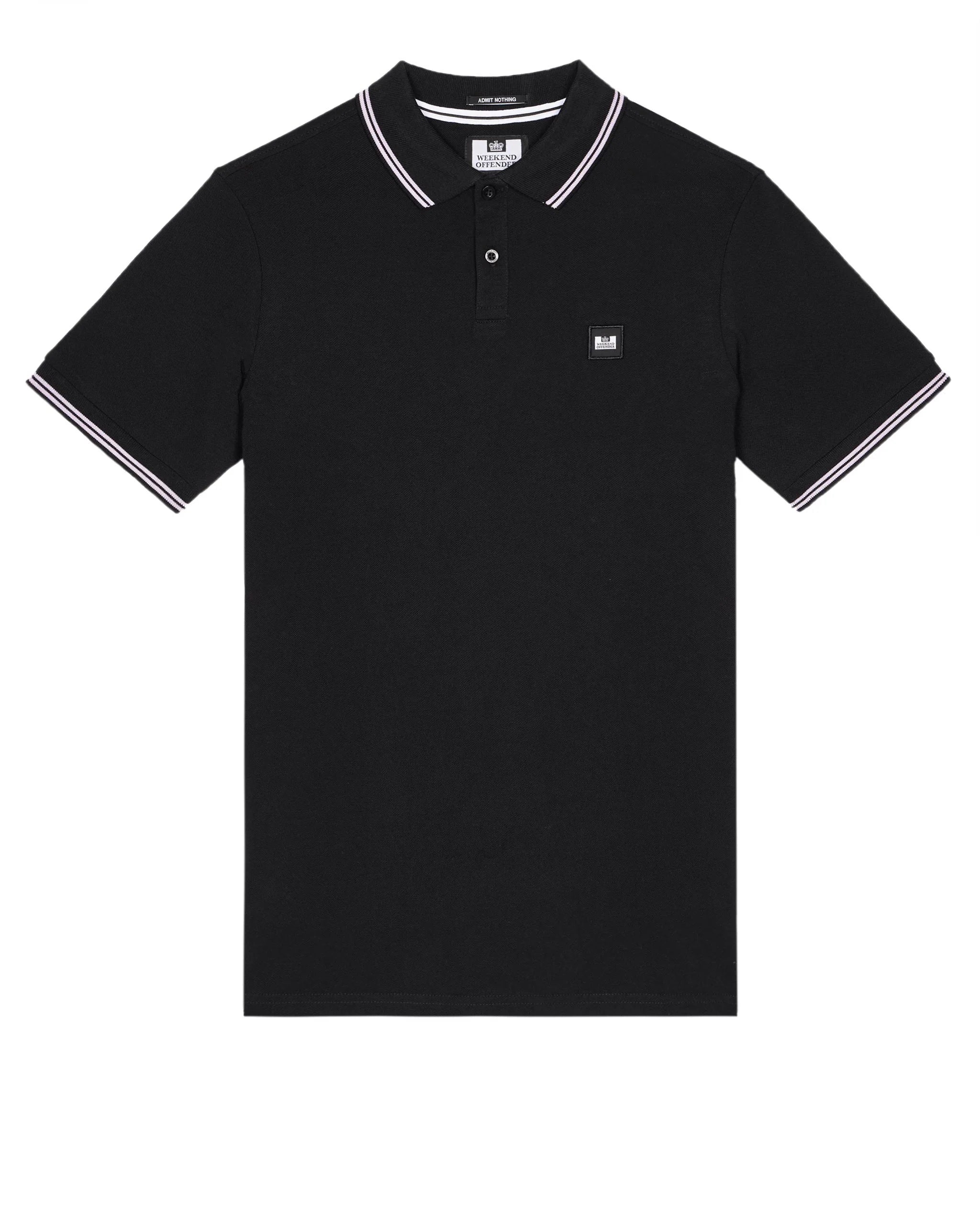 Weekend Offender Farina Double Tipped Polo Black