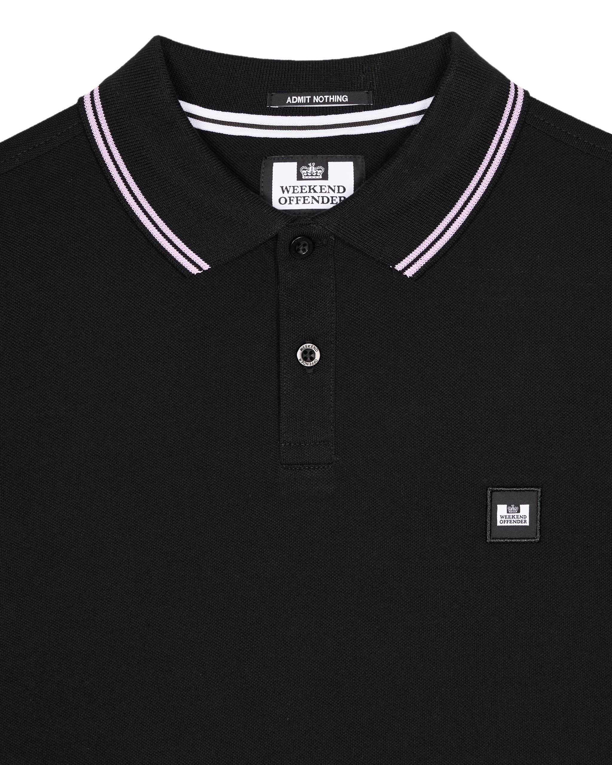 Weekend Offender Farina Double Tipped Polo Black