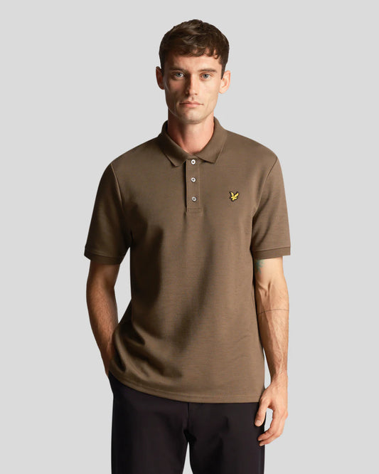 Lyle & Scott Chunky Slub Polo Shirt Olive