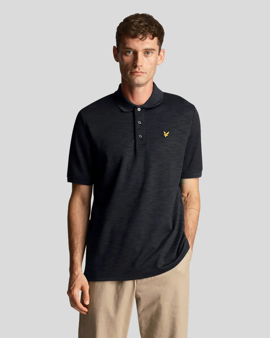 Lyle & Scott Chunky Slub Polo Shirt Dark Navy