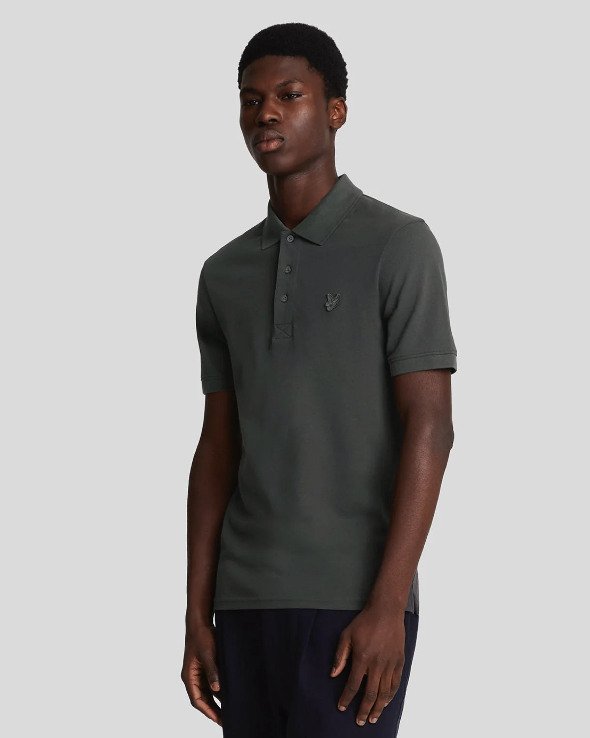 Lyle & Scott Tonal Eagle Polo Shirt in Gunmetal Grey