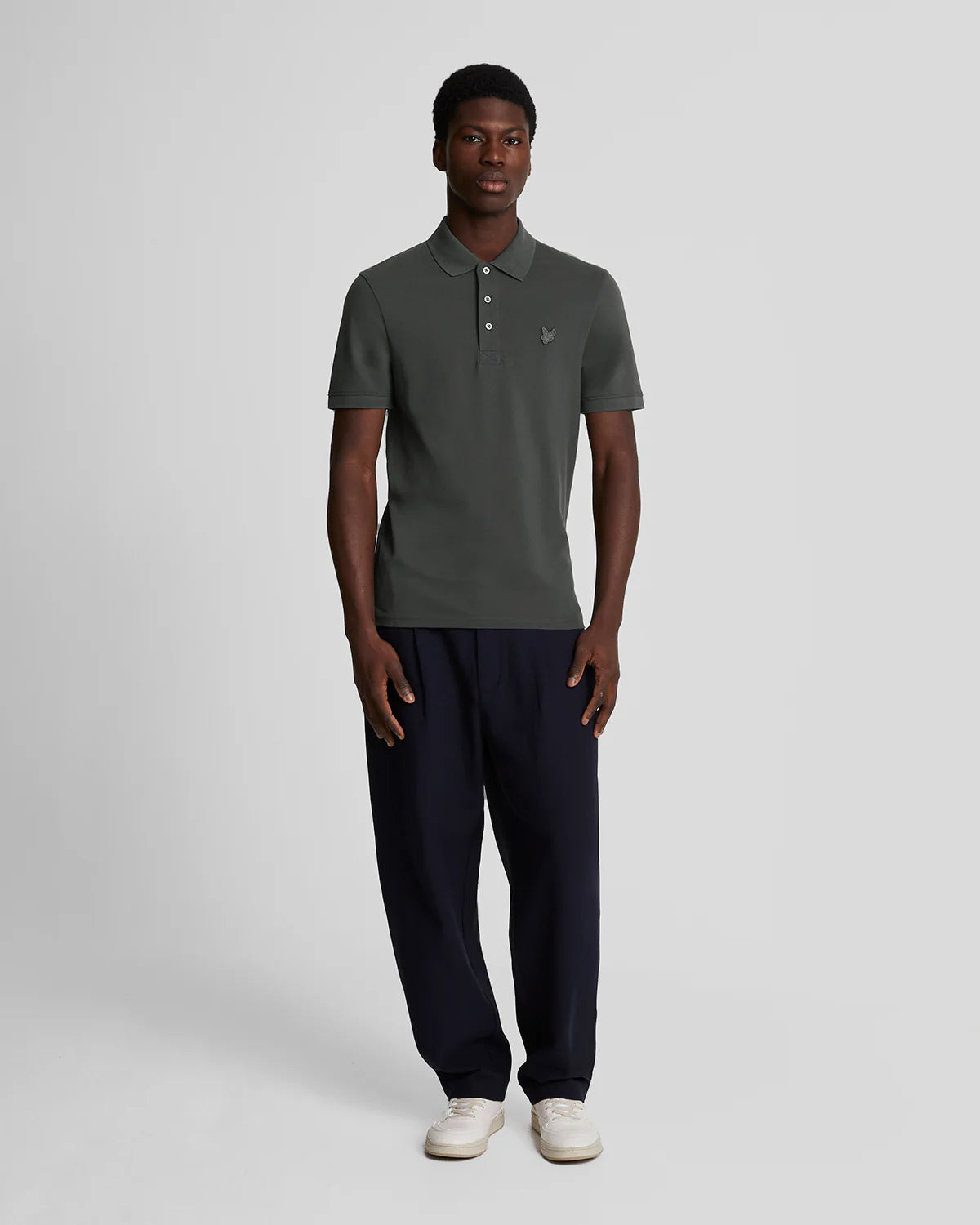 Lyle & Scott Tonal Eagle Polo Shirt in Gunmetal Grey