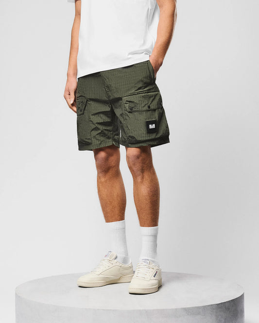 Weekend Offender Zemmouri Tech Cargo Shorts Black Forest Green