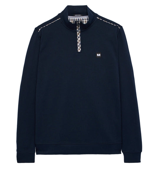 Weekend Offender Matisa 1/4 Zip Sweat in Navy House Check