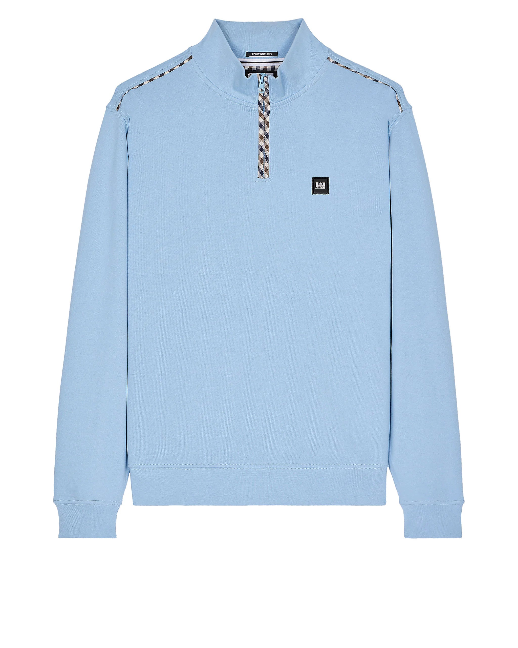 Weekend Offender Matisa 1/4 Zip Sweat House Check Sea Marine Blue