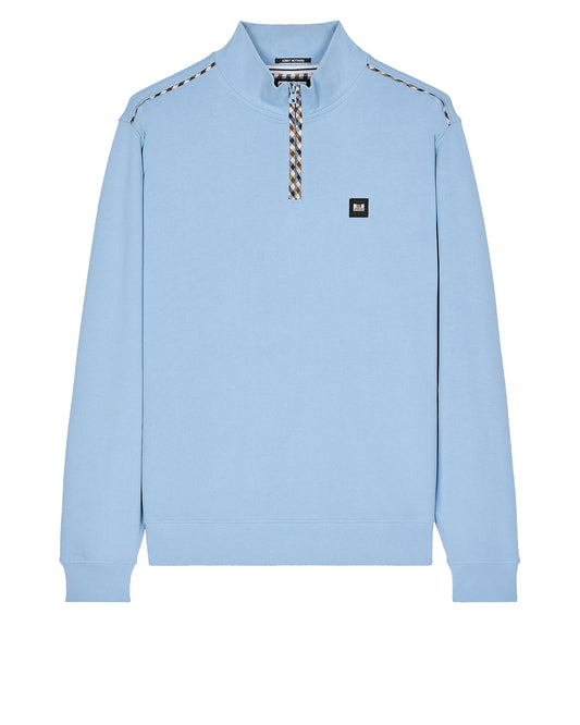Weekend Offender Matisa 1/4 Zip Sweat House Check Sea Marine Blue