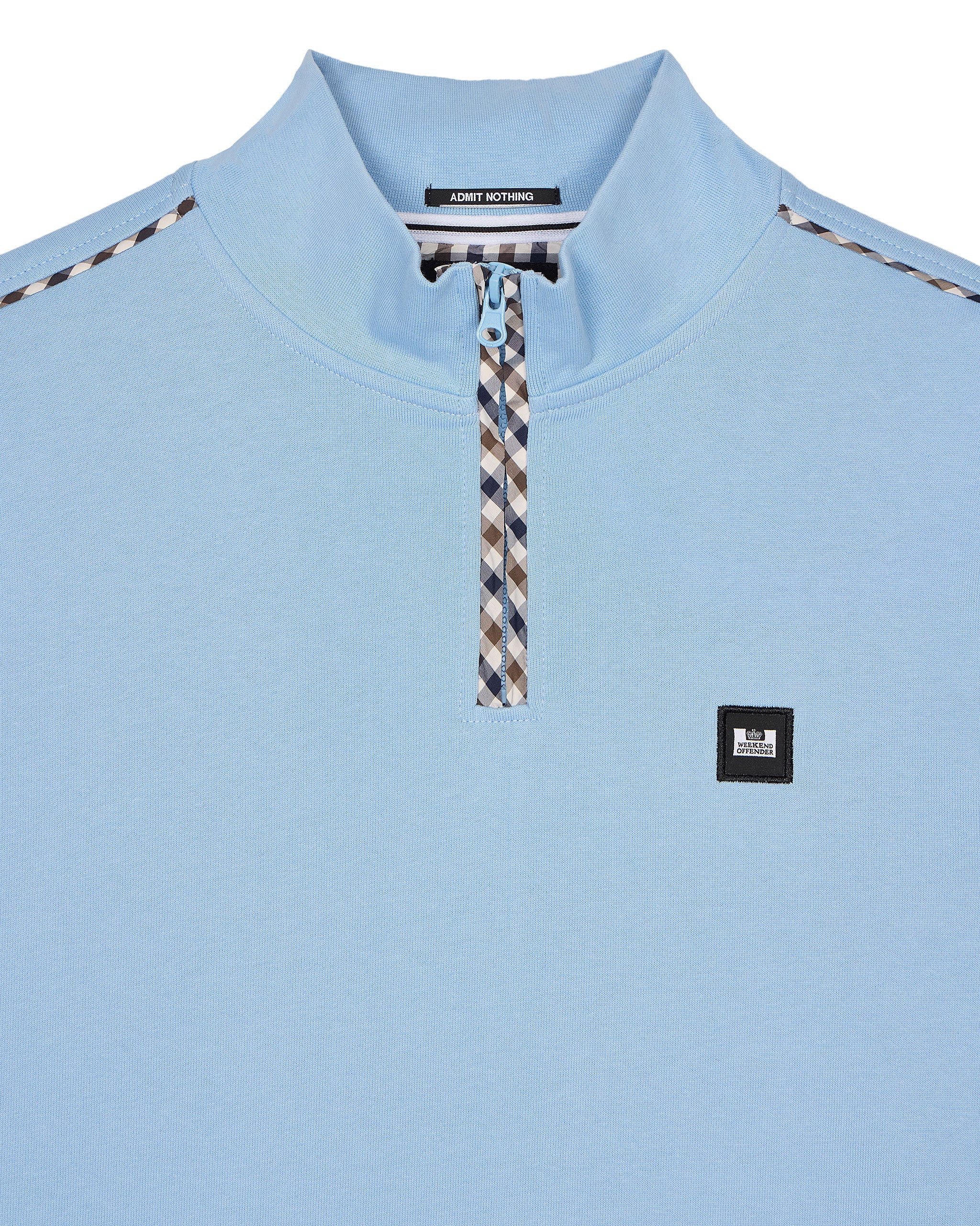 Weekend Offender Matisa 1/4 Zip Sweat House Check Sea Marine Blue