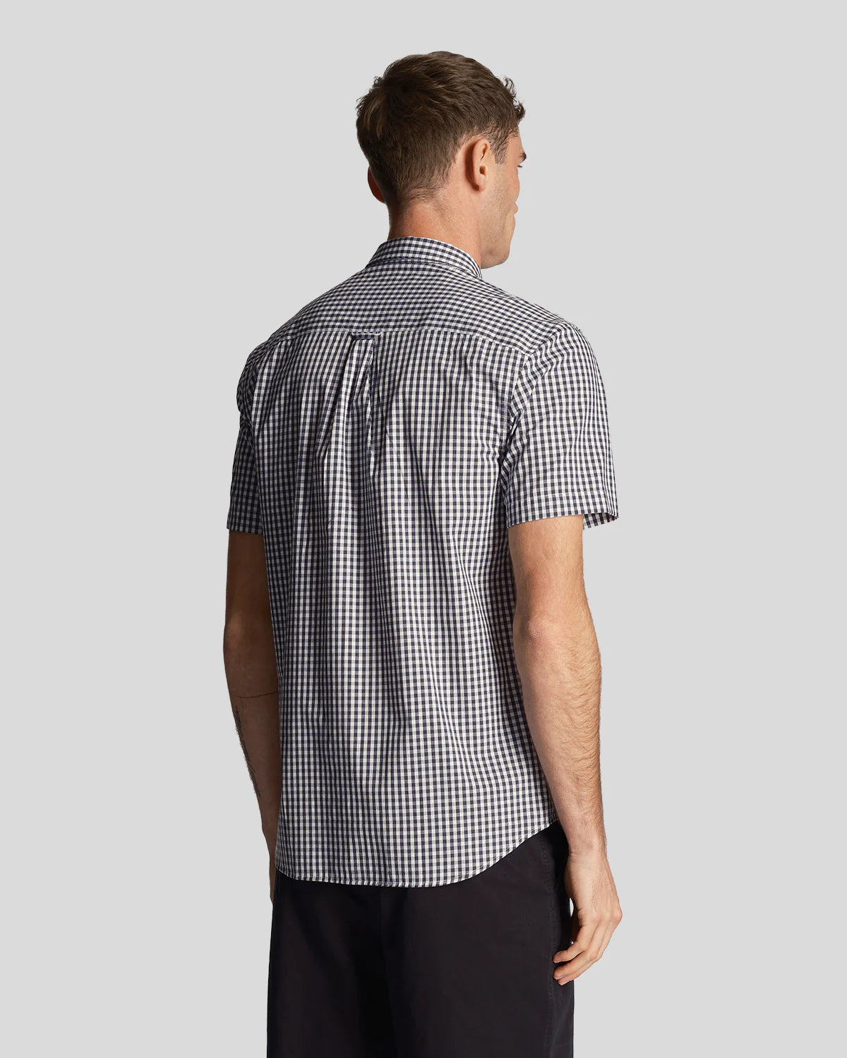Lyle & Scott Short Sleeve Slim Fit Gingham Shirt Navy/White