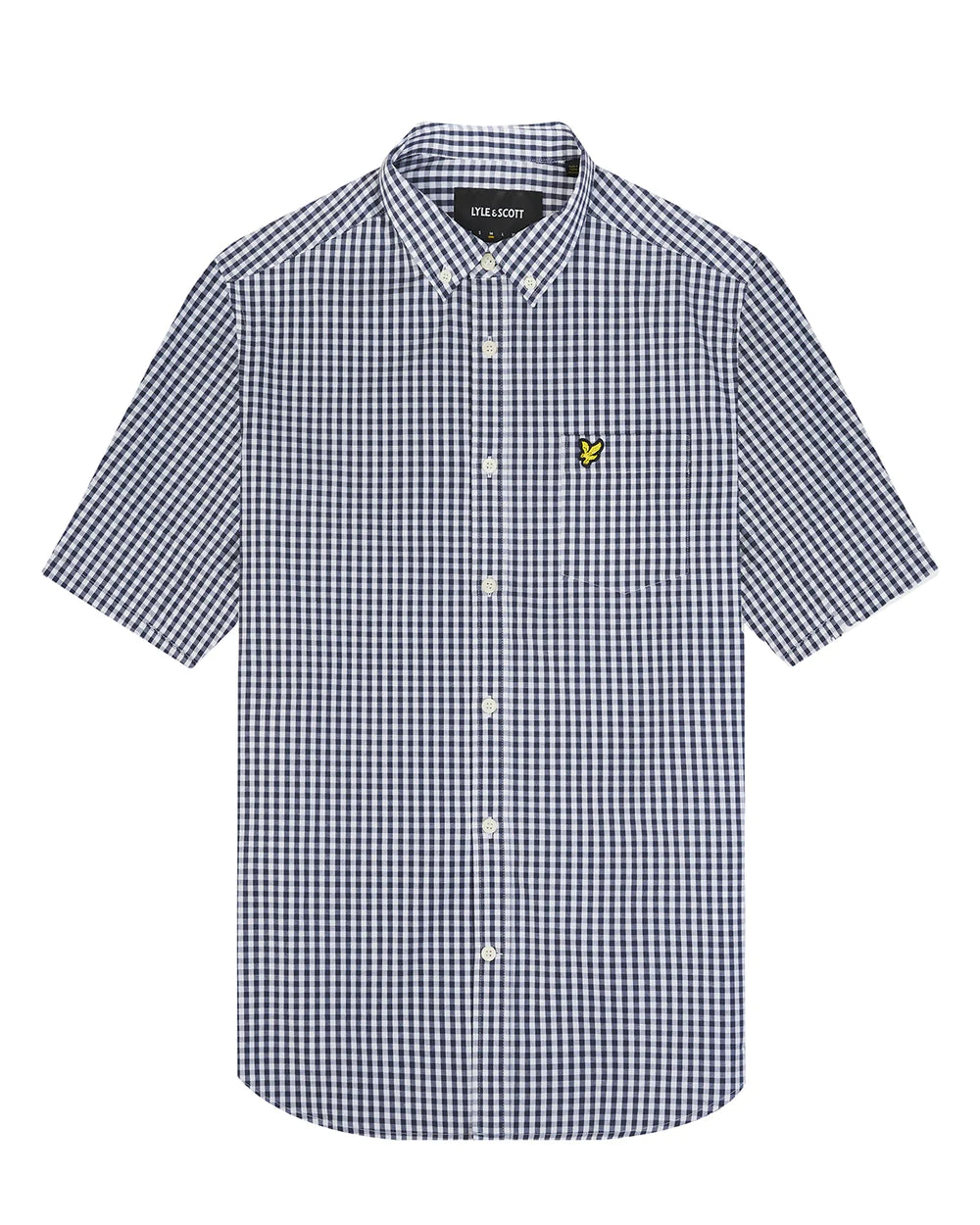 Lyle & Scott Short Sleeve Slim Fit Gingham Shirt Navy/White
