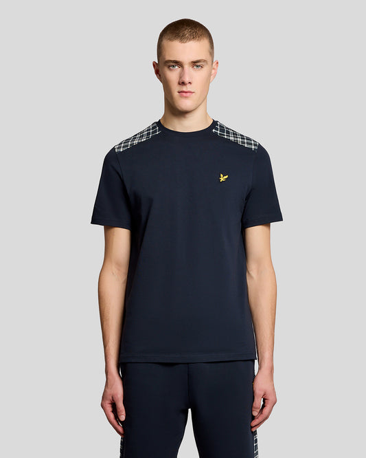 Lyle & Scott Check Panelled T-Shirt Navy