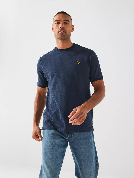 Lyle & Scott Football Jacquard T-Shirt Dark Navy