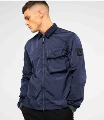 Marshall Artist Krinkle Nylon Pocket Overshirt Jacket Navy