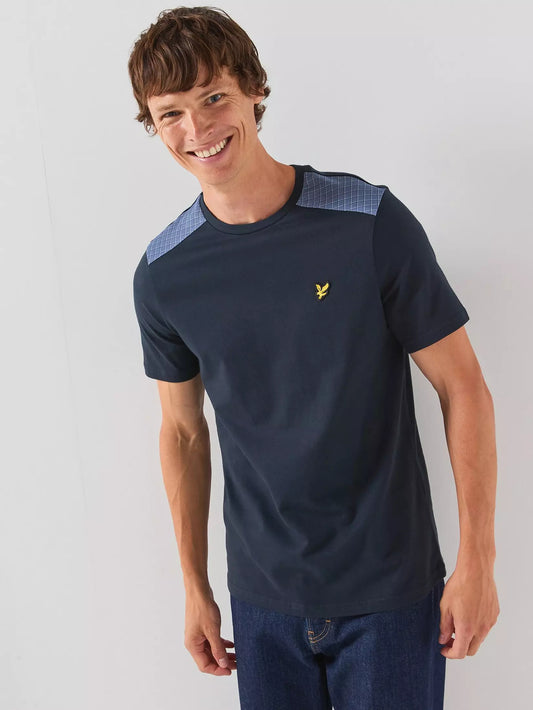 Lyle & Scott Check Panelled T-Shirt Dark Navy