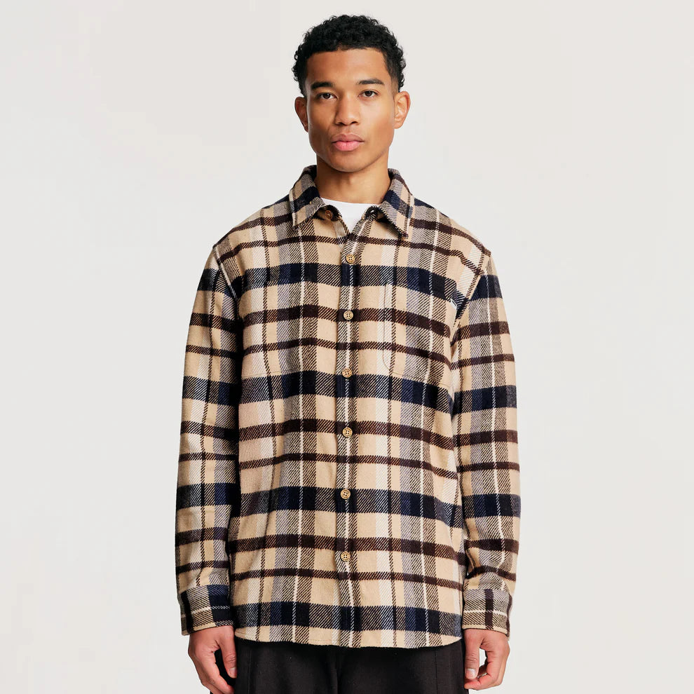 Parlez Rivington Brushed Cotton Blue Check Overshirt