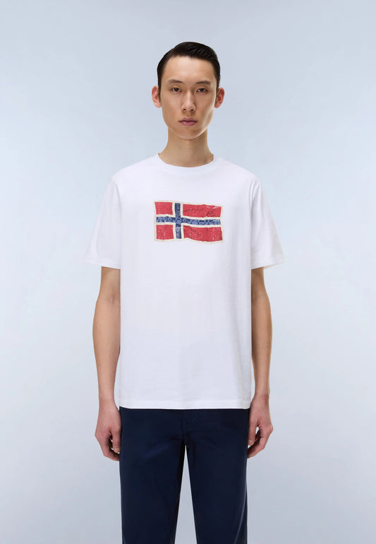 Napapijri Mahsa Flag Print T-Shirt Fancy White