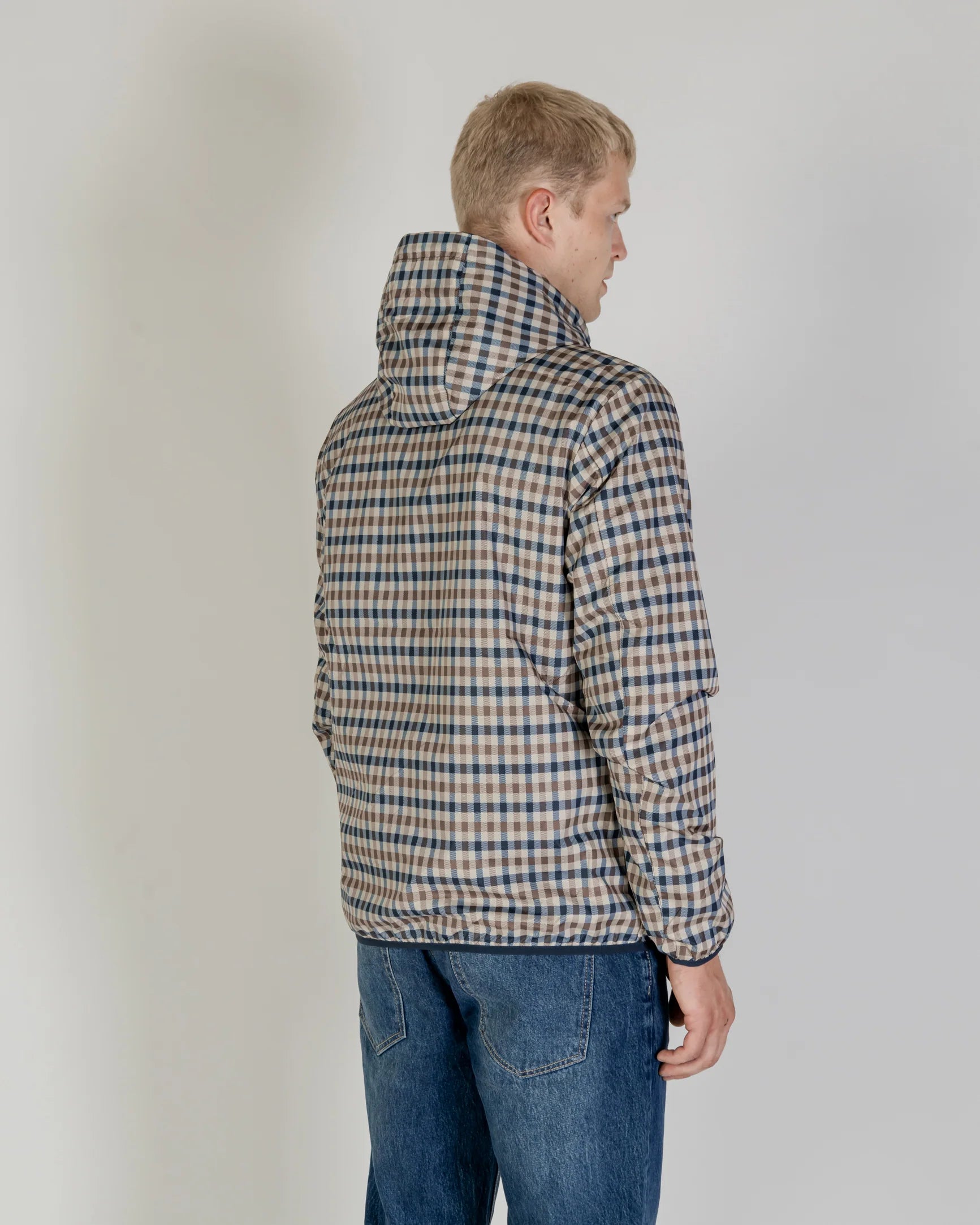 Aquascutum Reversible Hooded Sailor Jacket Navy/Check