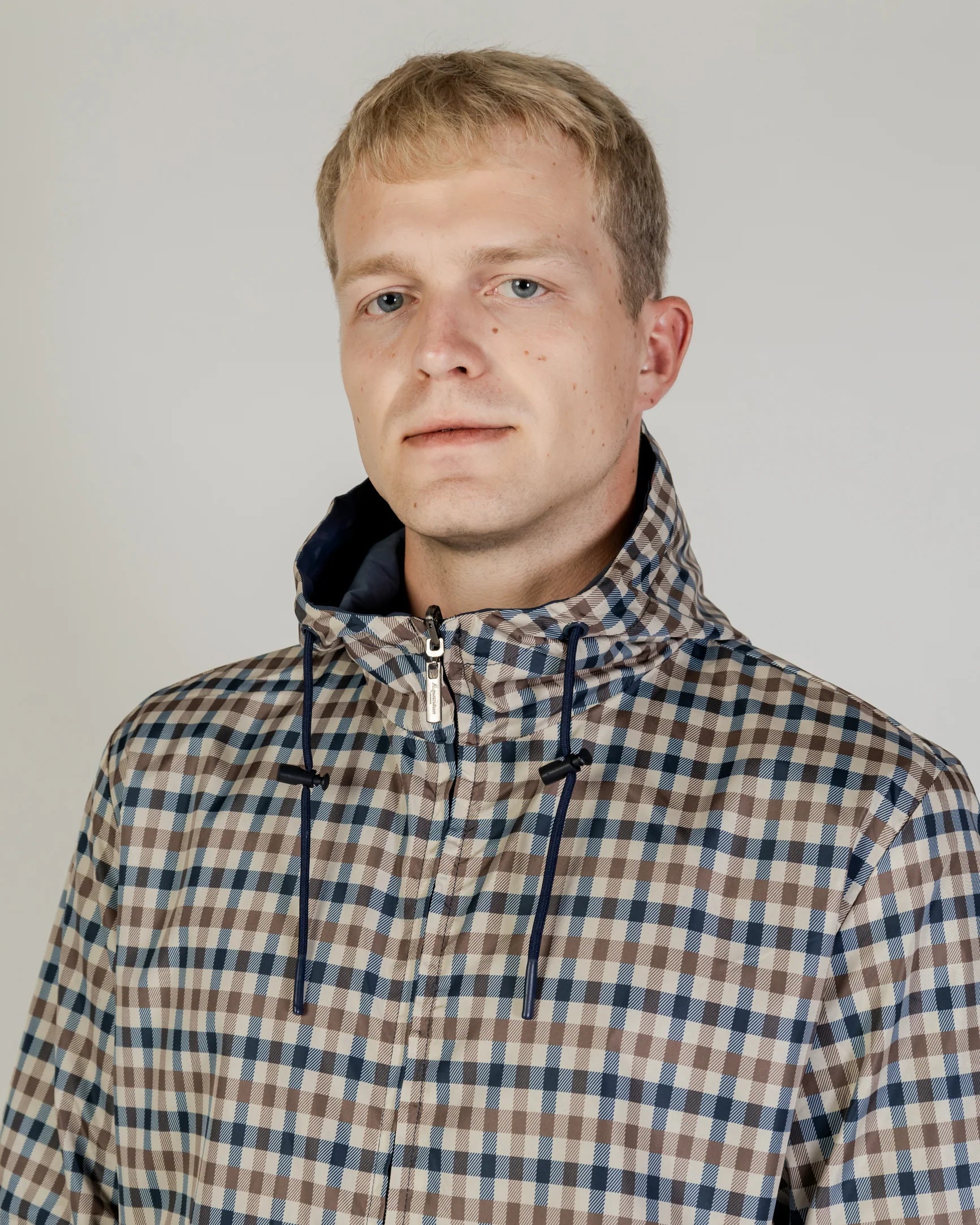 Aquascutum Reversible Hooded Sailor Jacket Navy/Check