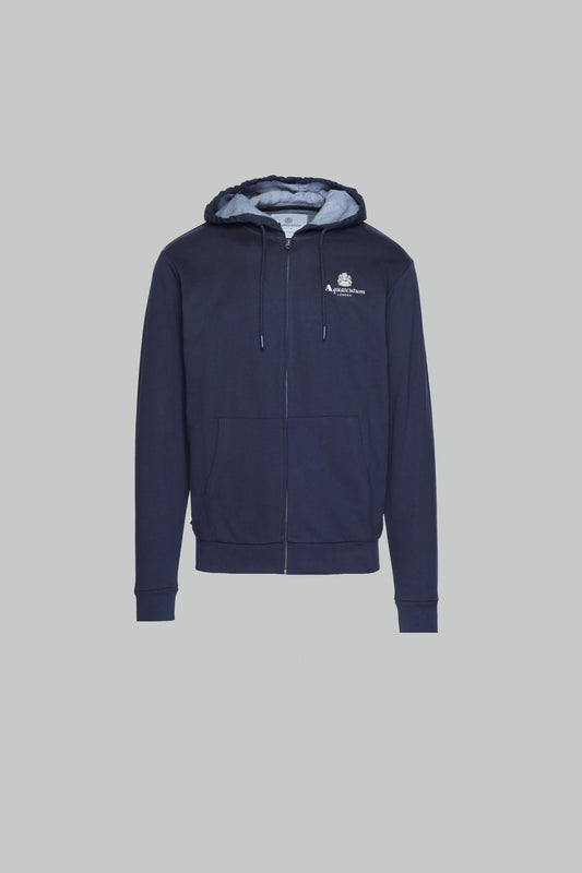 Aquascutum Active Small Logo Zip Hoodie Navy