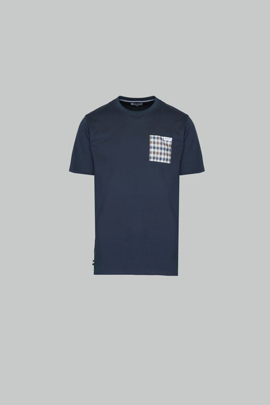 Aquascutum ActiveClub Check Pocket T-Shirt Navy