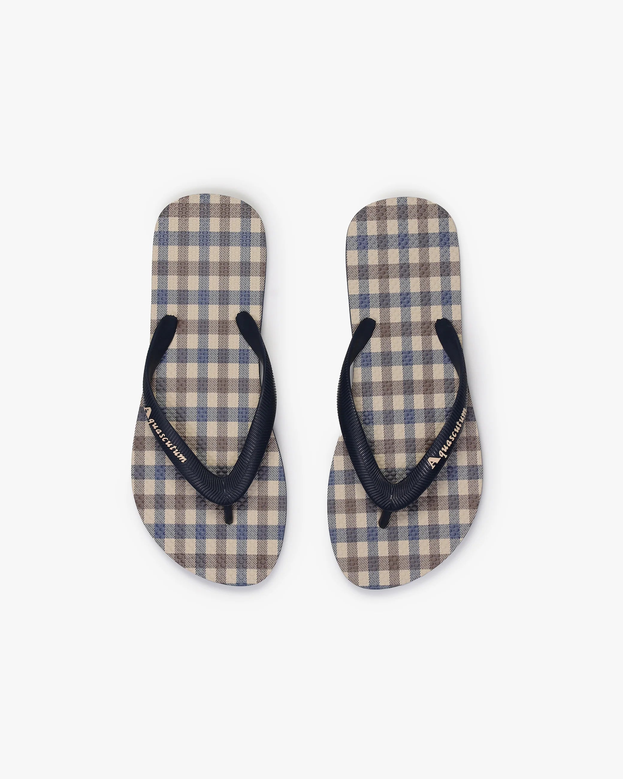 Aquascutum Beach Icon Club Check Flip Flops Navy