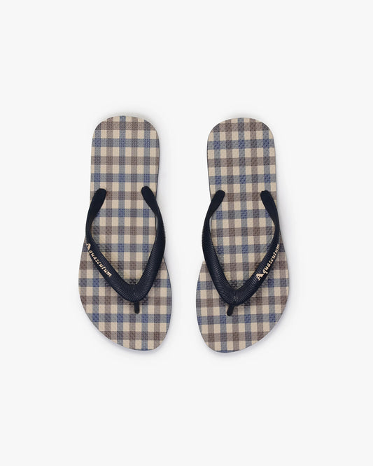 Aquascutum Beach Icon Club Check Flip Flops Navy