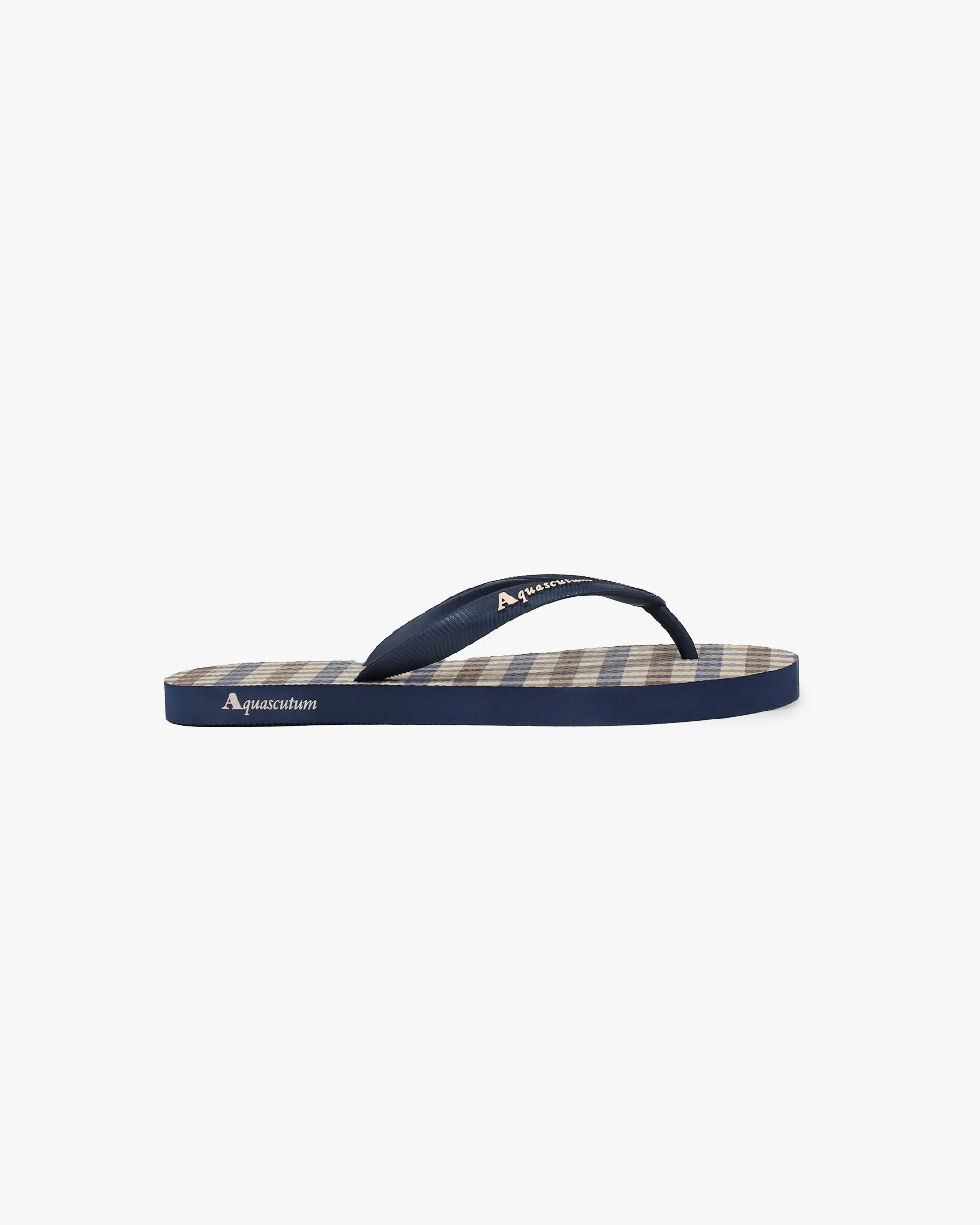 Aquascutum Beach Icon Club Check Flip Flops Navy