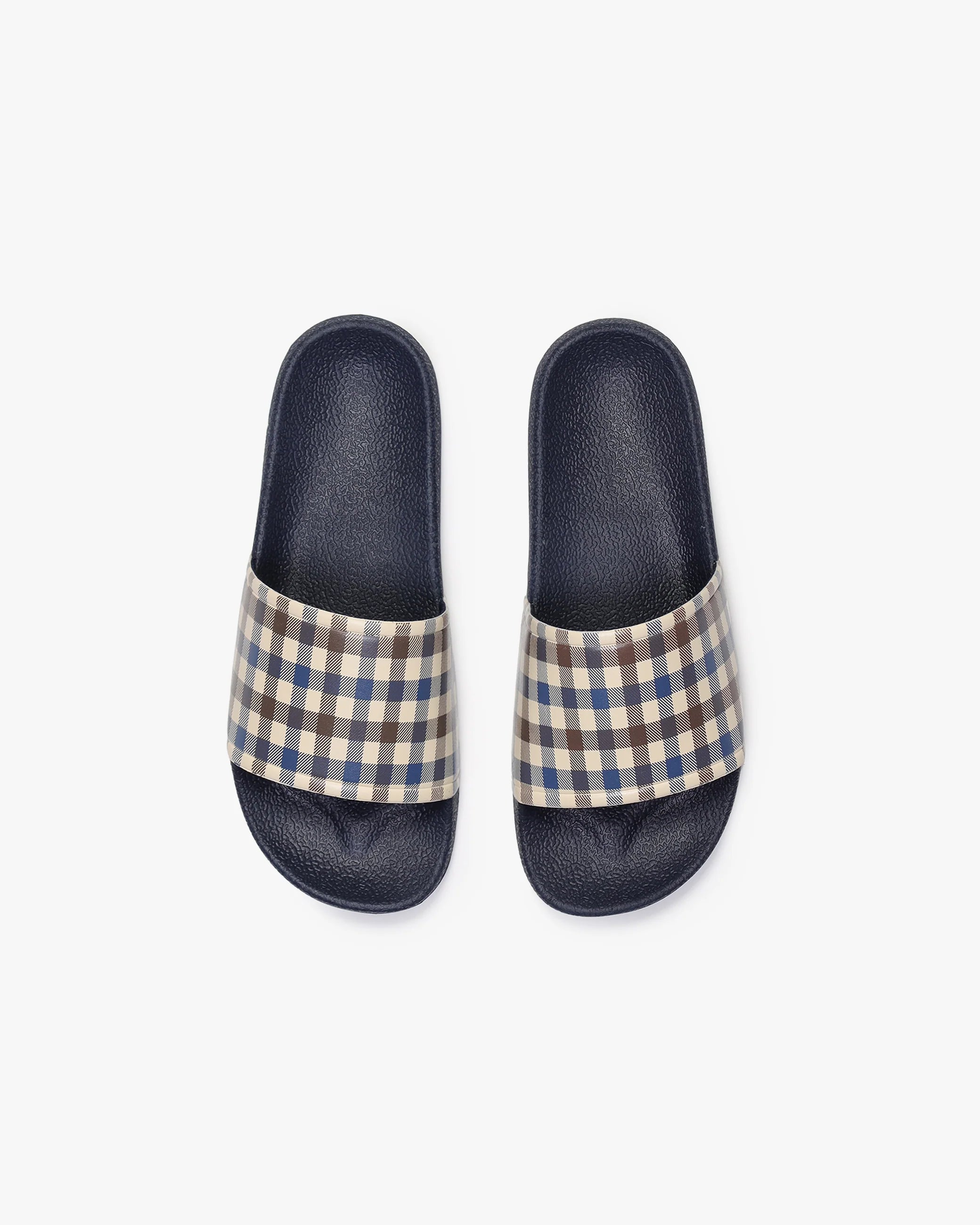 Aquascutum Beach Icon Club Check Slides Navy