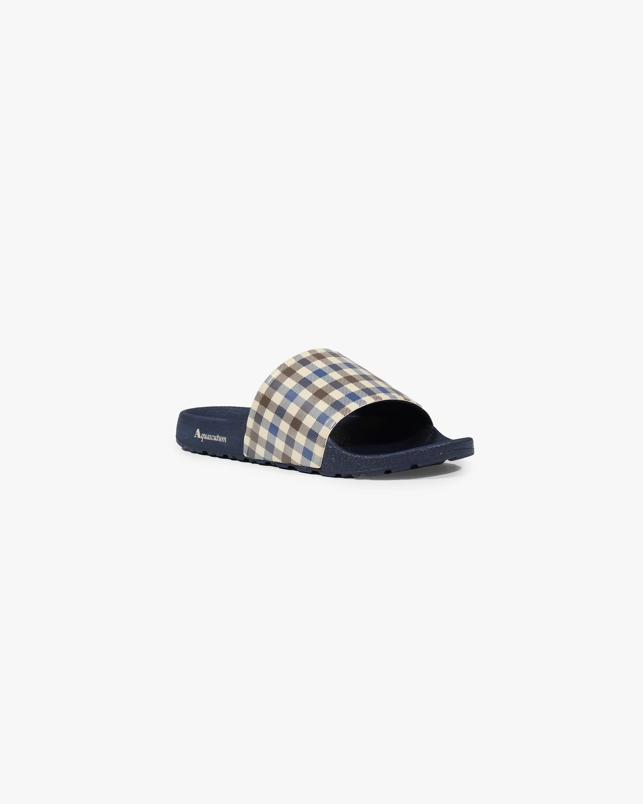Aquascutum Beach Icon Club Check Slides Navy