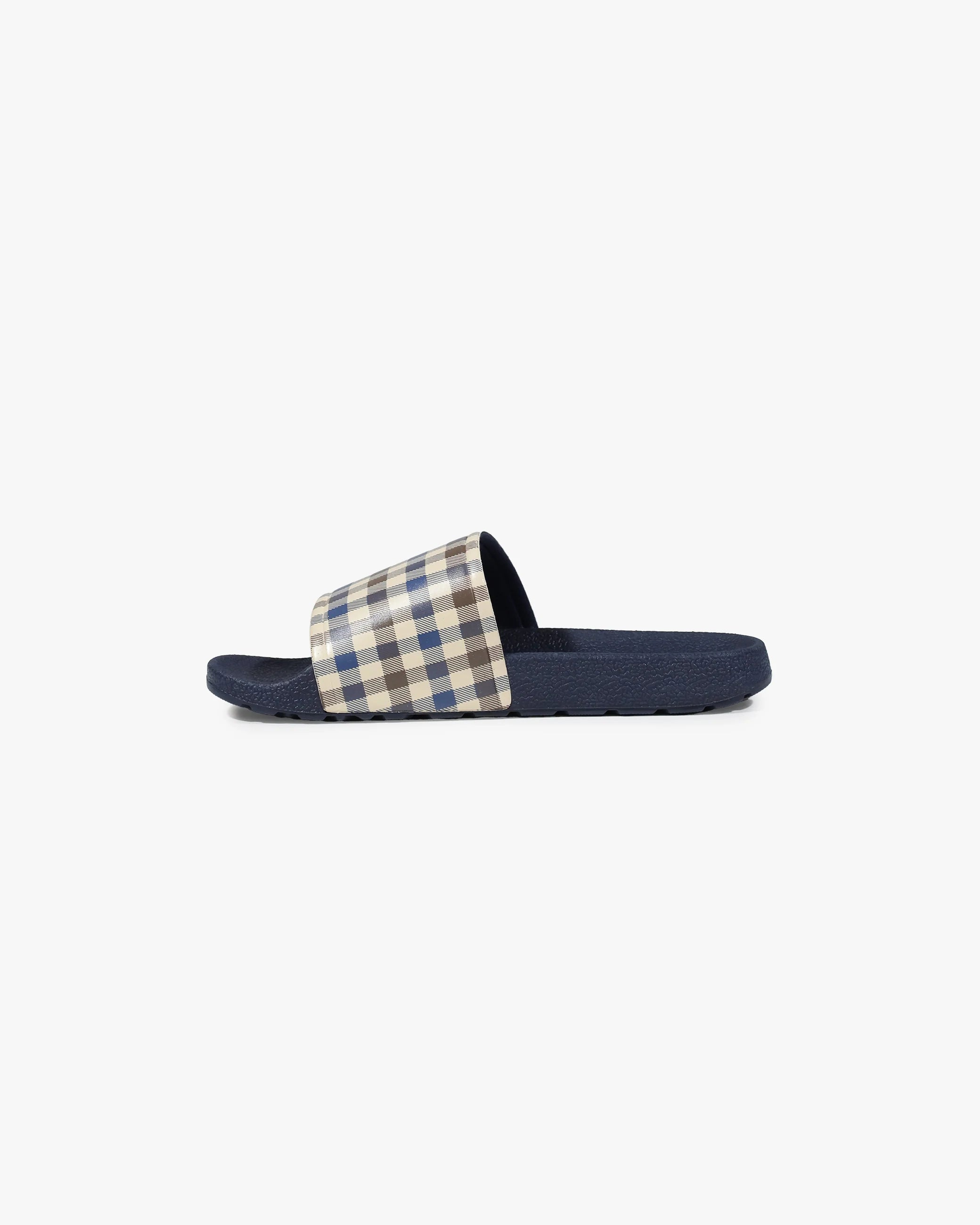 Aquascutum Beach Icon Club Check Slides Navy