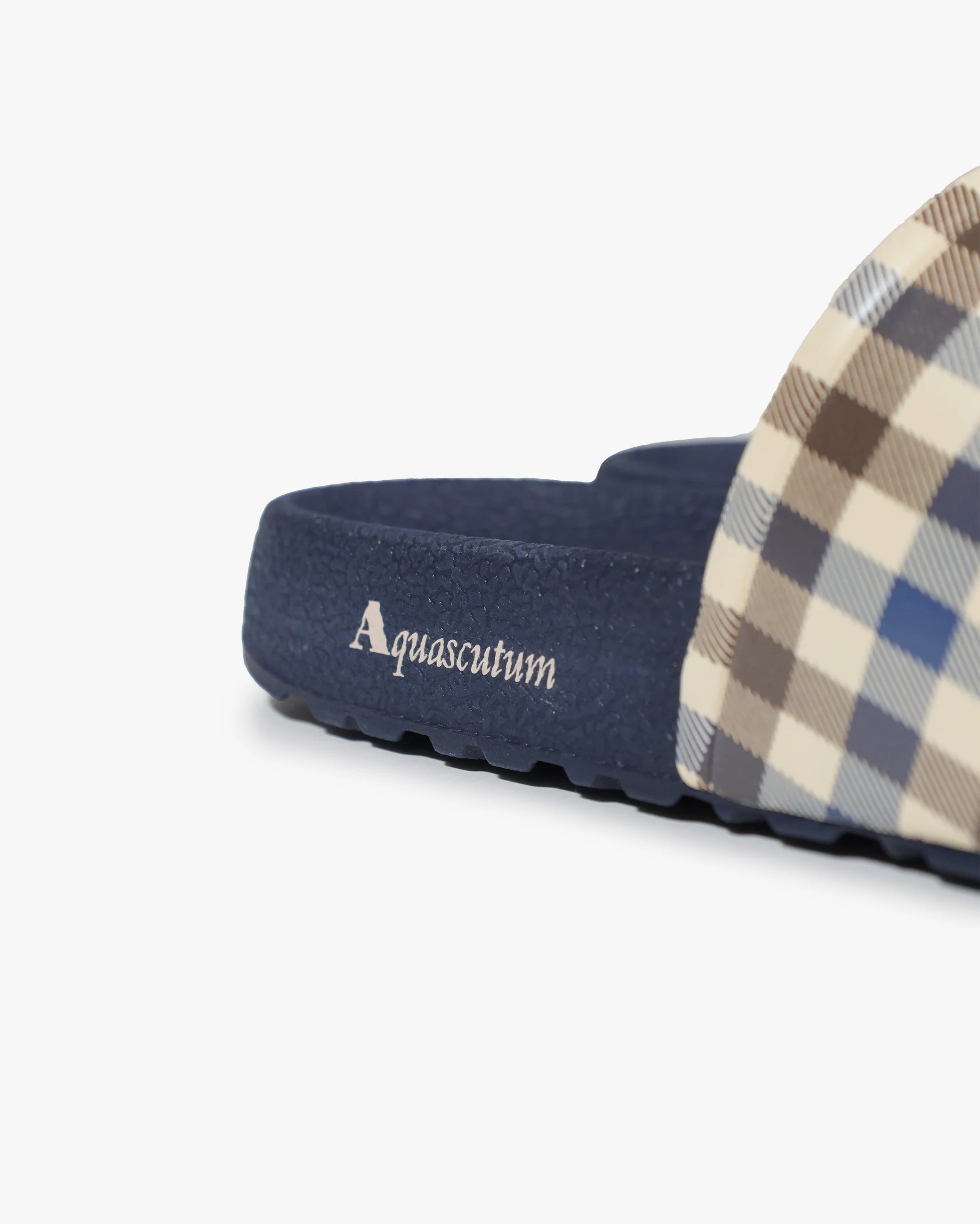 Aquascutum Beach Icon Club Check Slides Navy