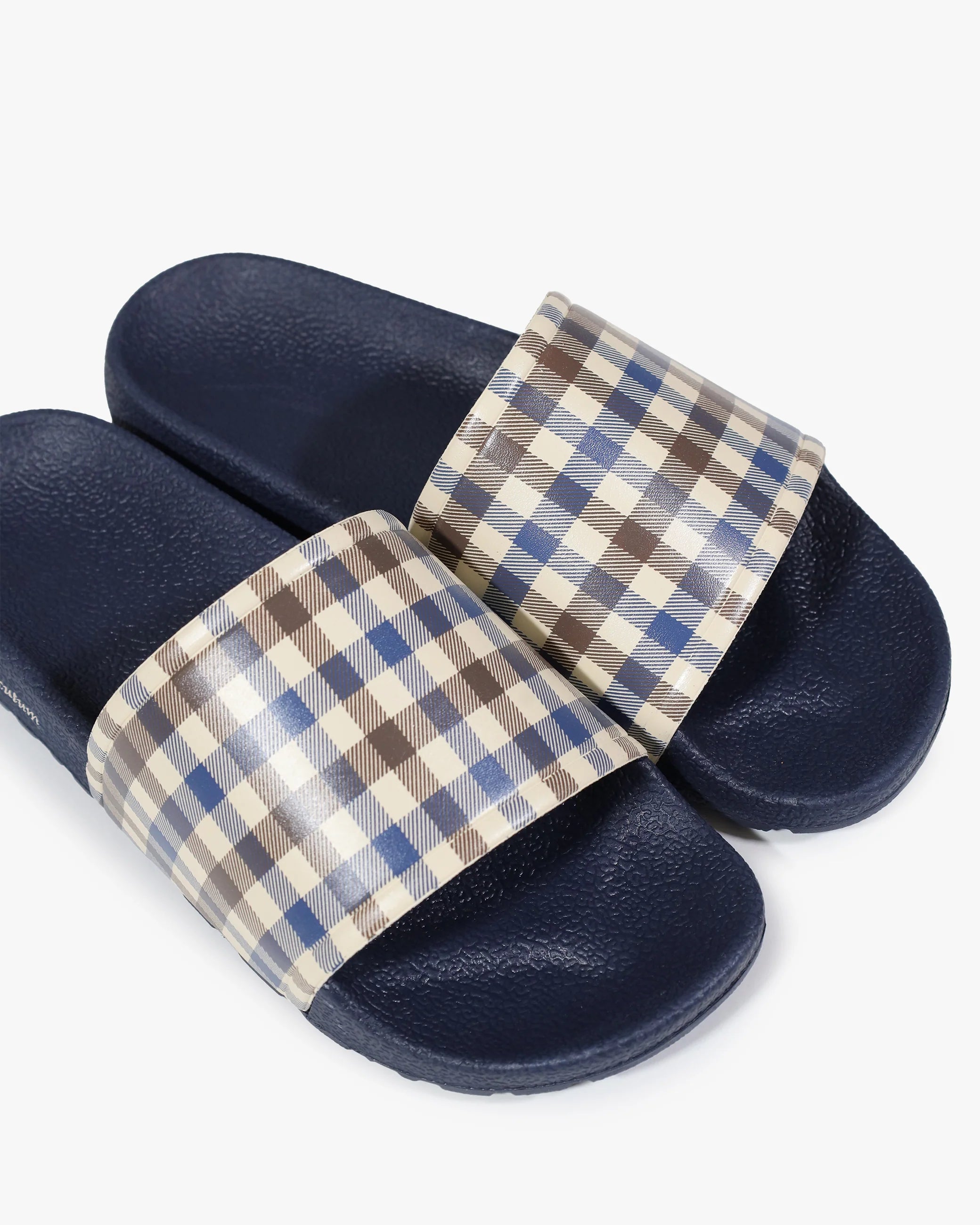 Aquascutum Beach Icon Club Check Slides Navy