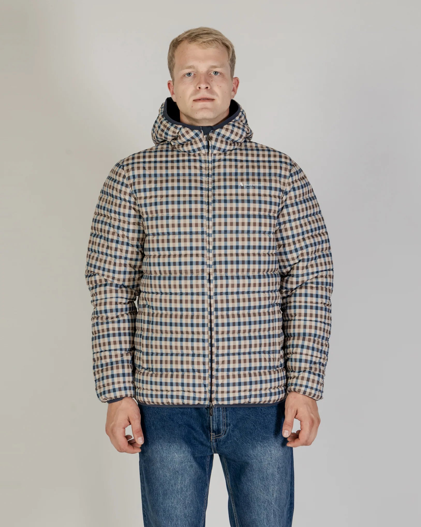 Quilted check jacket deals