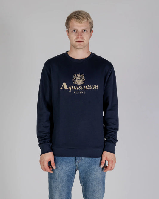 Aquascutum Big Logo Crewneck Sweat Navy