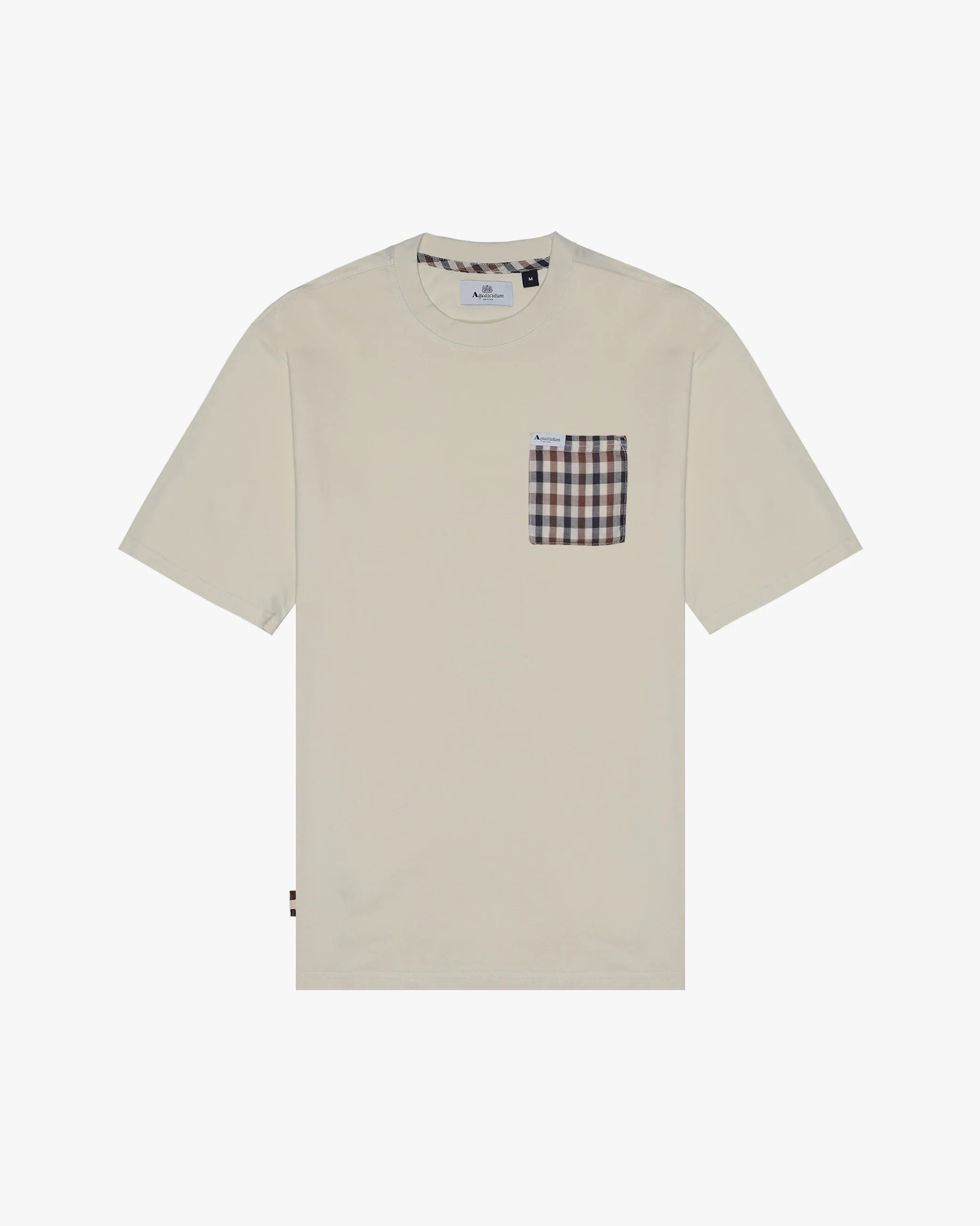 Aquascutum Active Club Check Pocket T-Shirt Old White