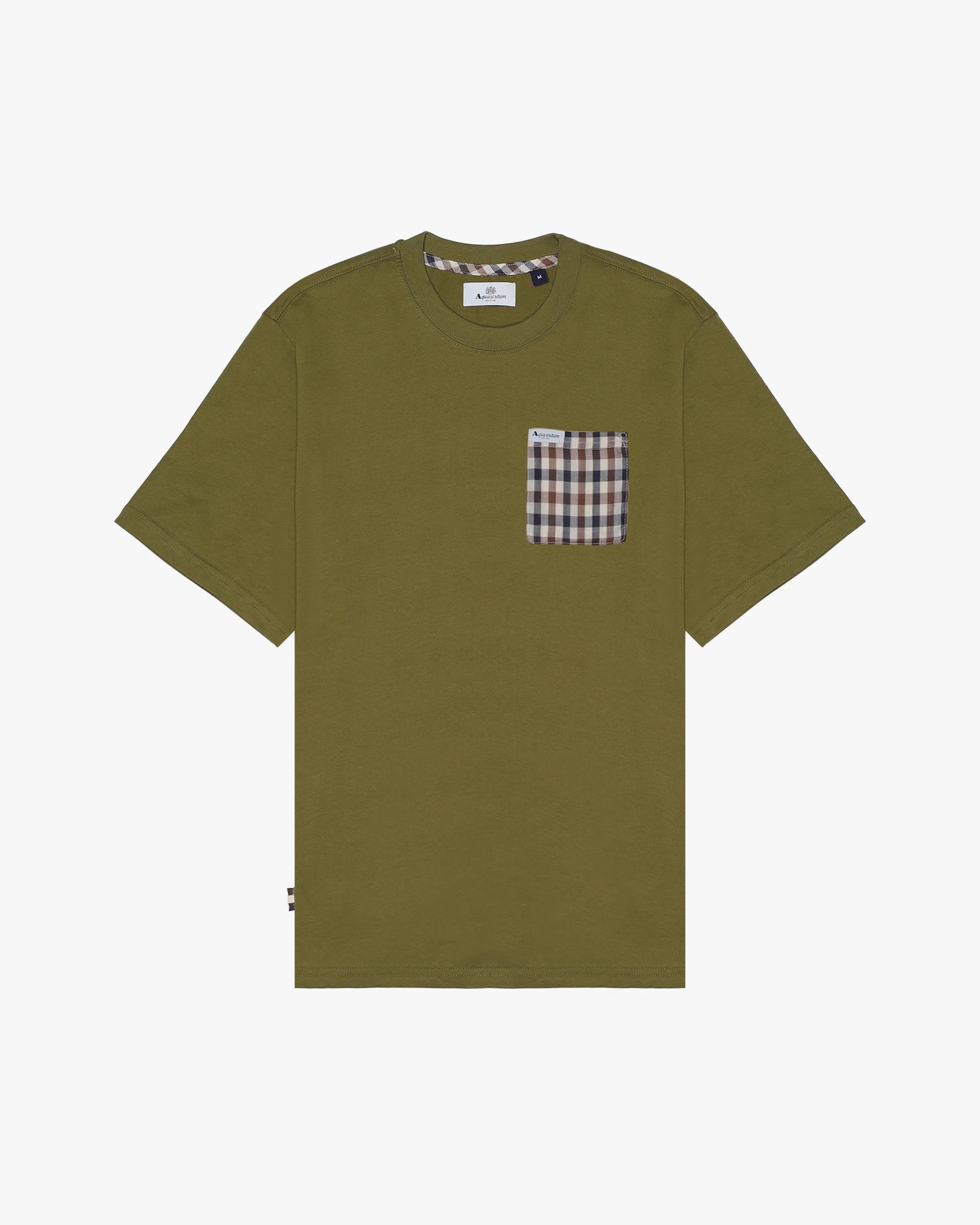 Aquascutum Active Club Check Pocket T-Shirt Army Green