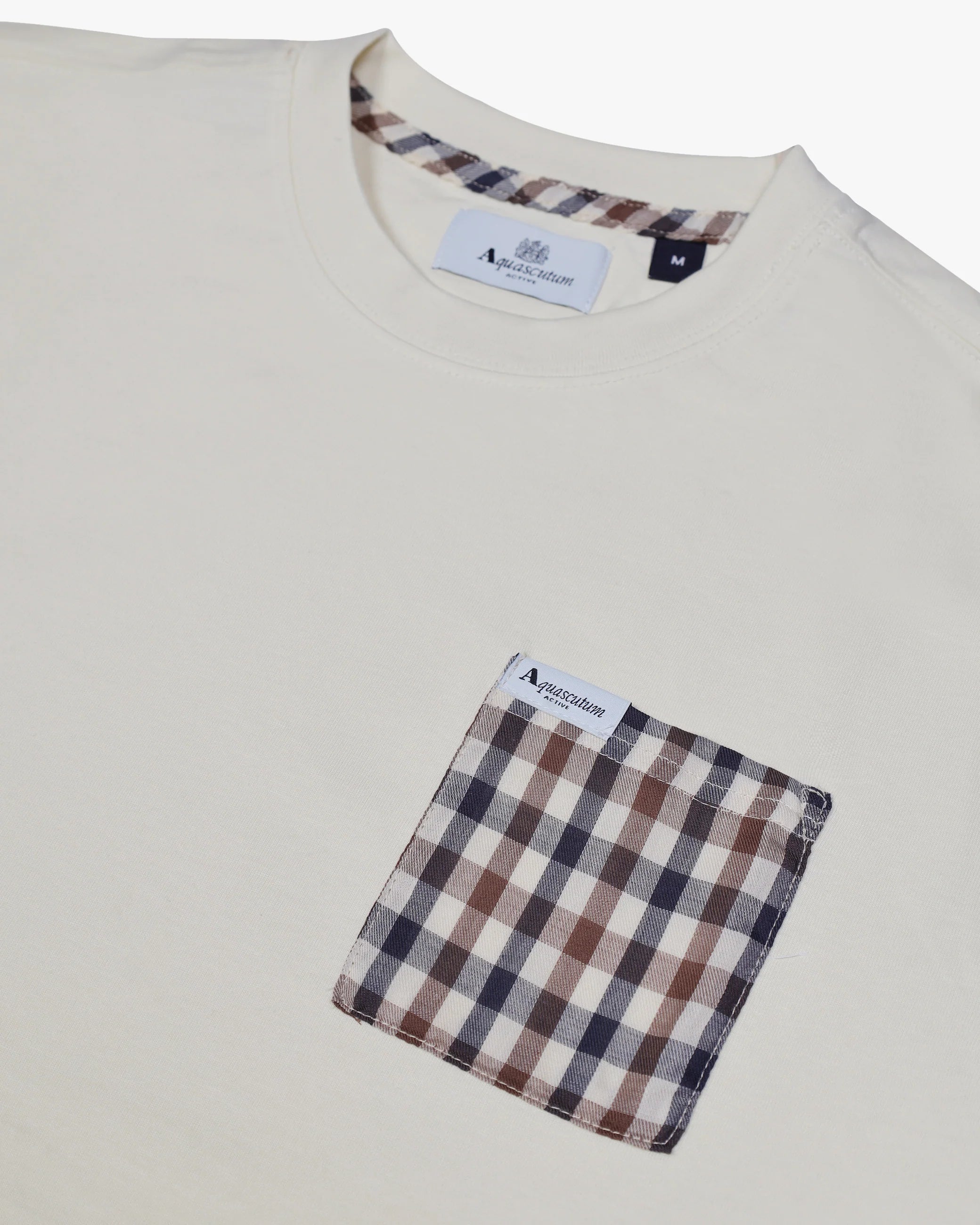 Aquascutum Active Club Check Pocket T-Shirt Old White