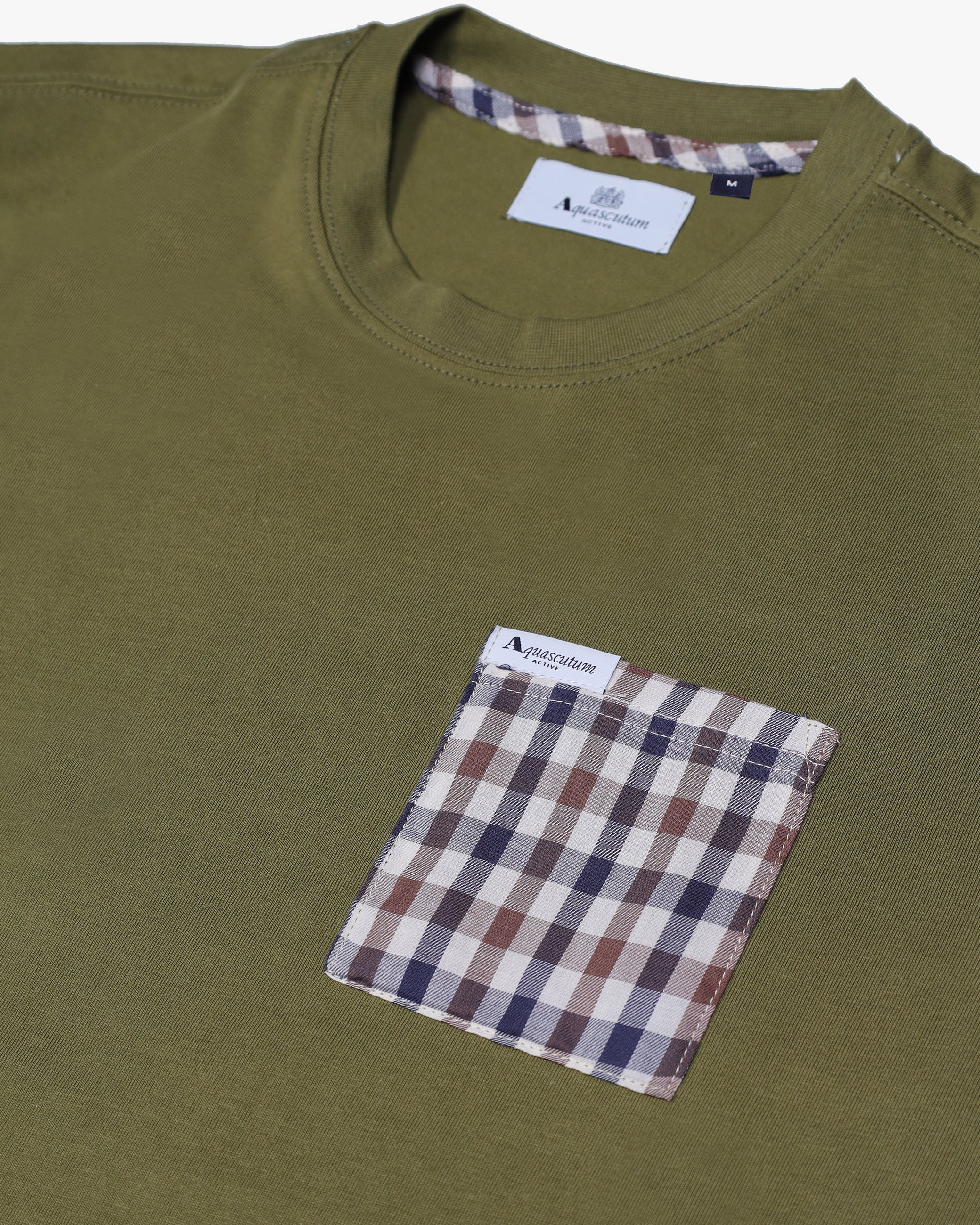 Aquascutum Active Club Check Pocket T-Shirt Army Green