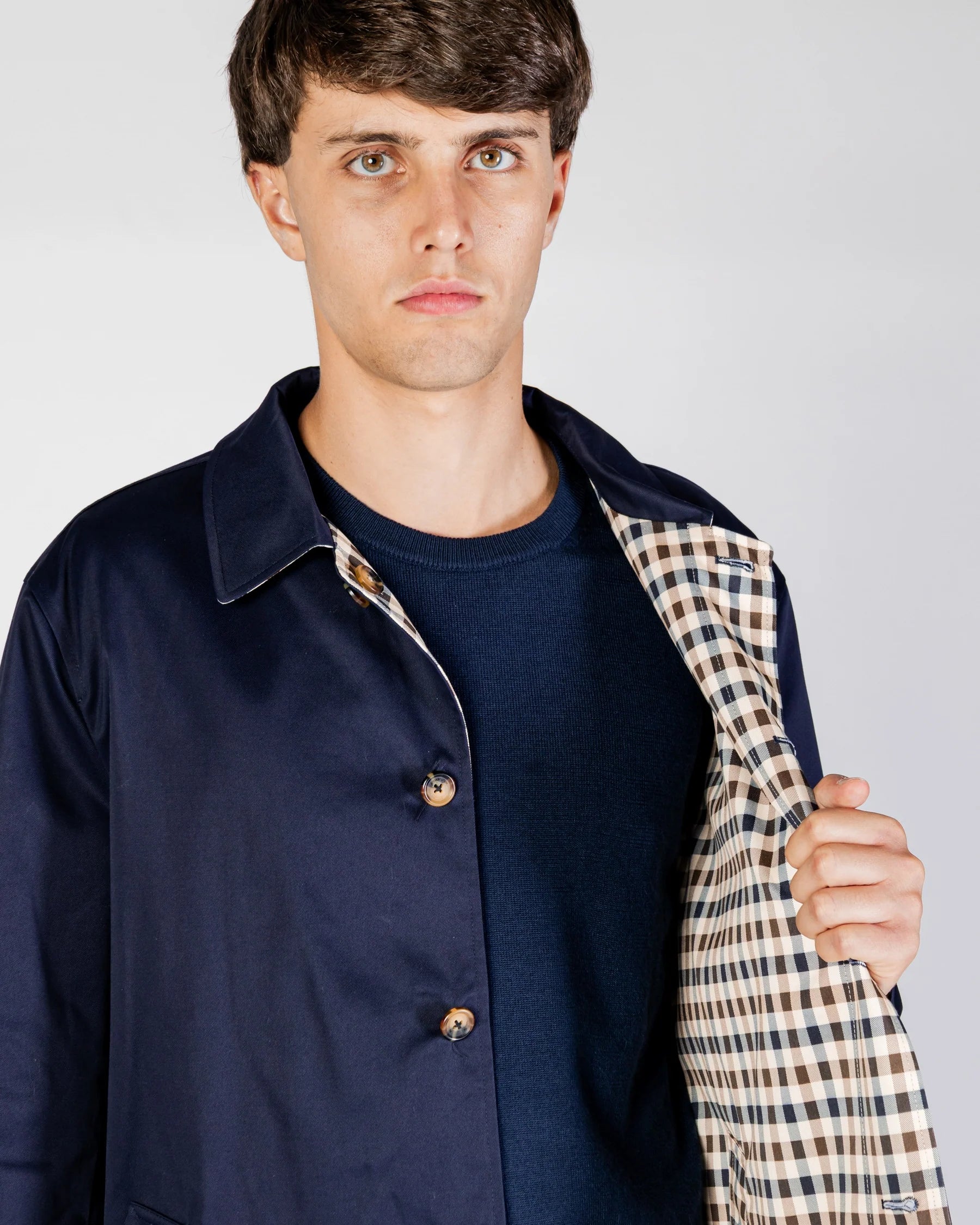 Aquascutum Archival Reversible Trench Coat Navy