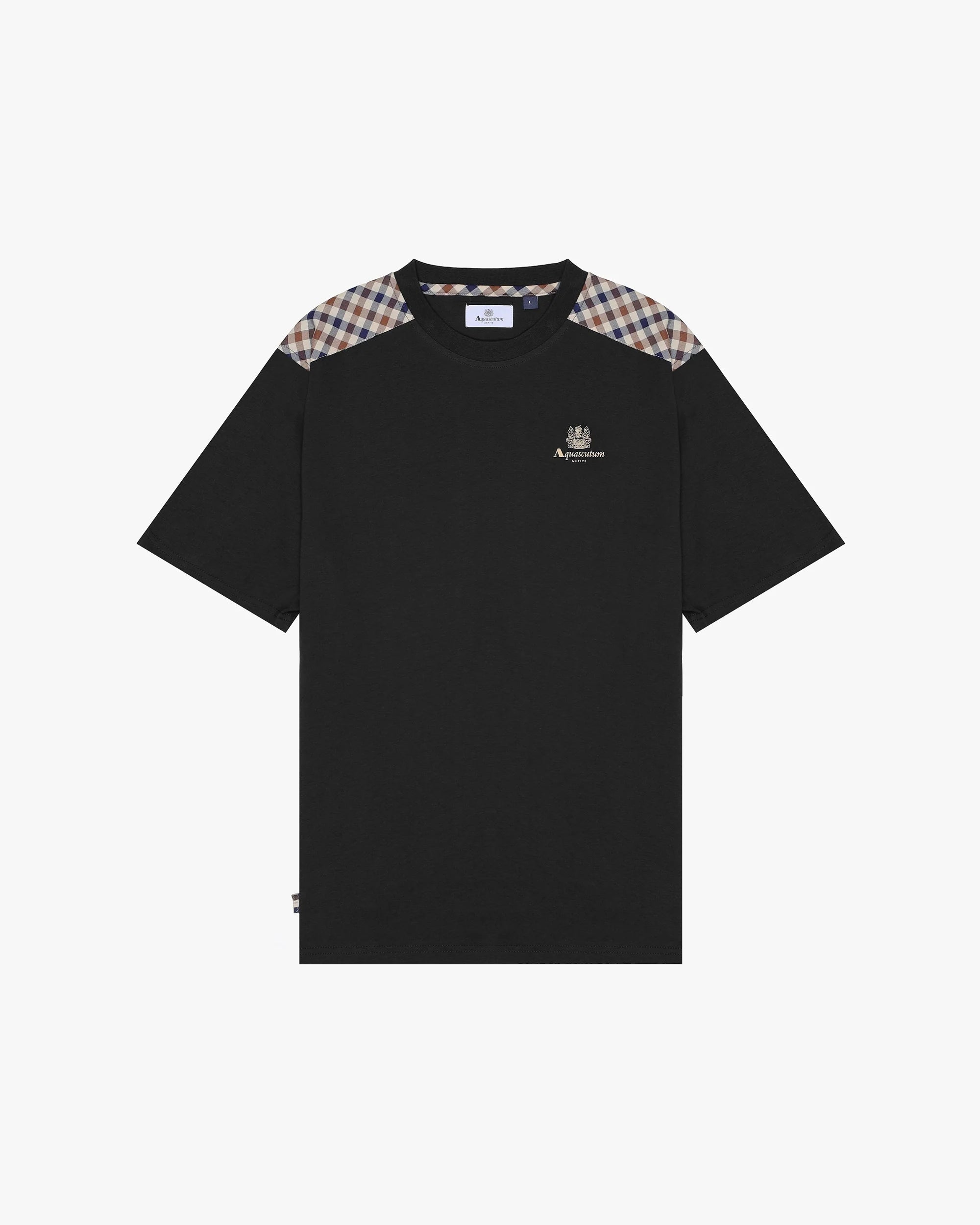 Aquascutum Active Shoulder Club Check T-Shirt Black