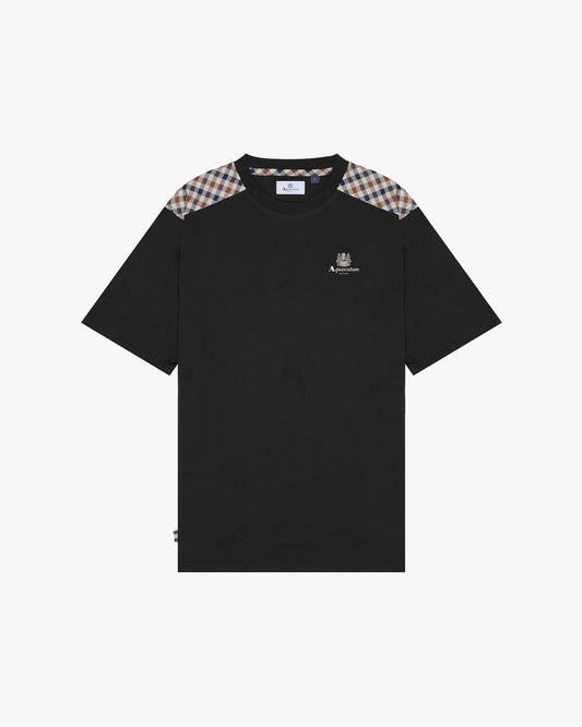 Aquascutum Active Shoulder Club Check T-Shirt Black