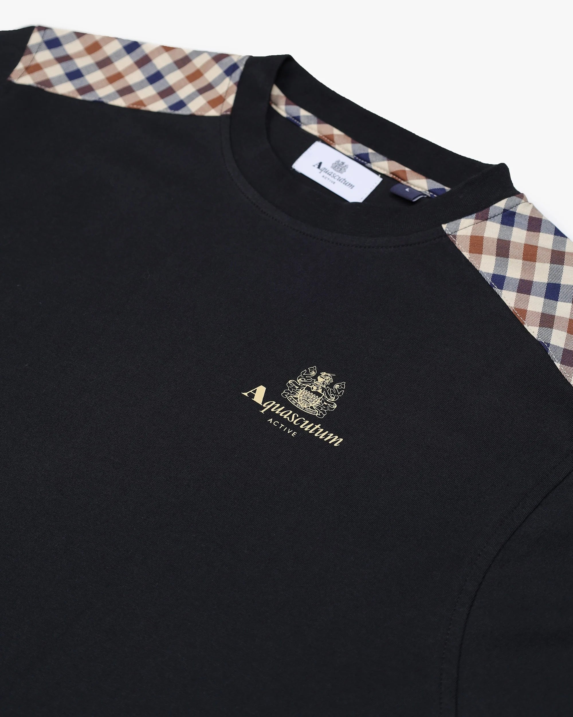 Aquascutum Active Shoulder Club Check T-Shirt Black