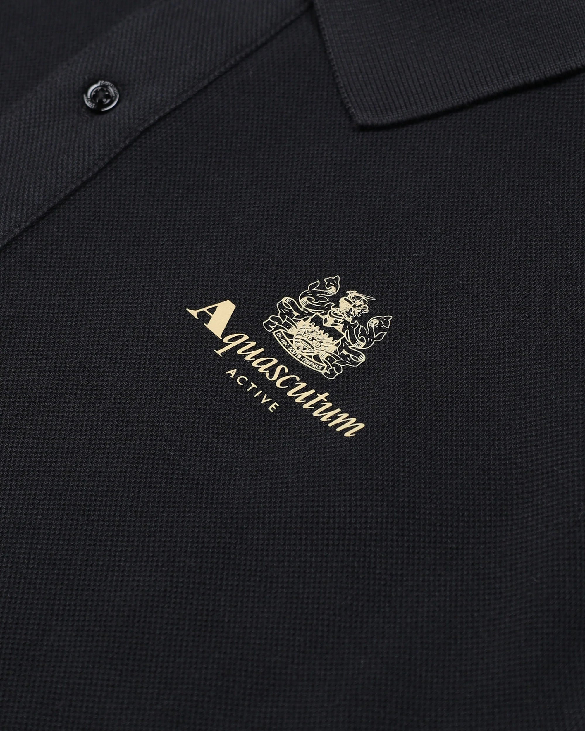 Aquascutum Check Shoulder Pique Polo Black