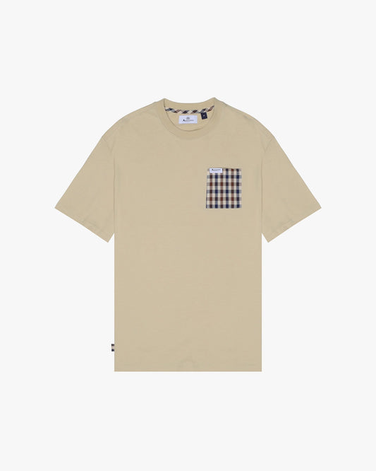 Aquascutum Active Club Check Iconic Pocket T-Shirt Beige